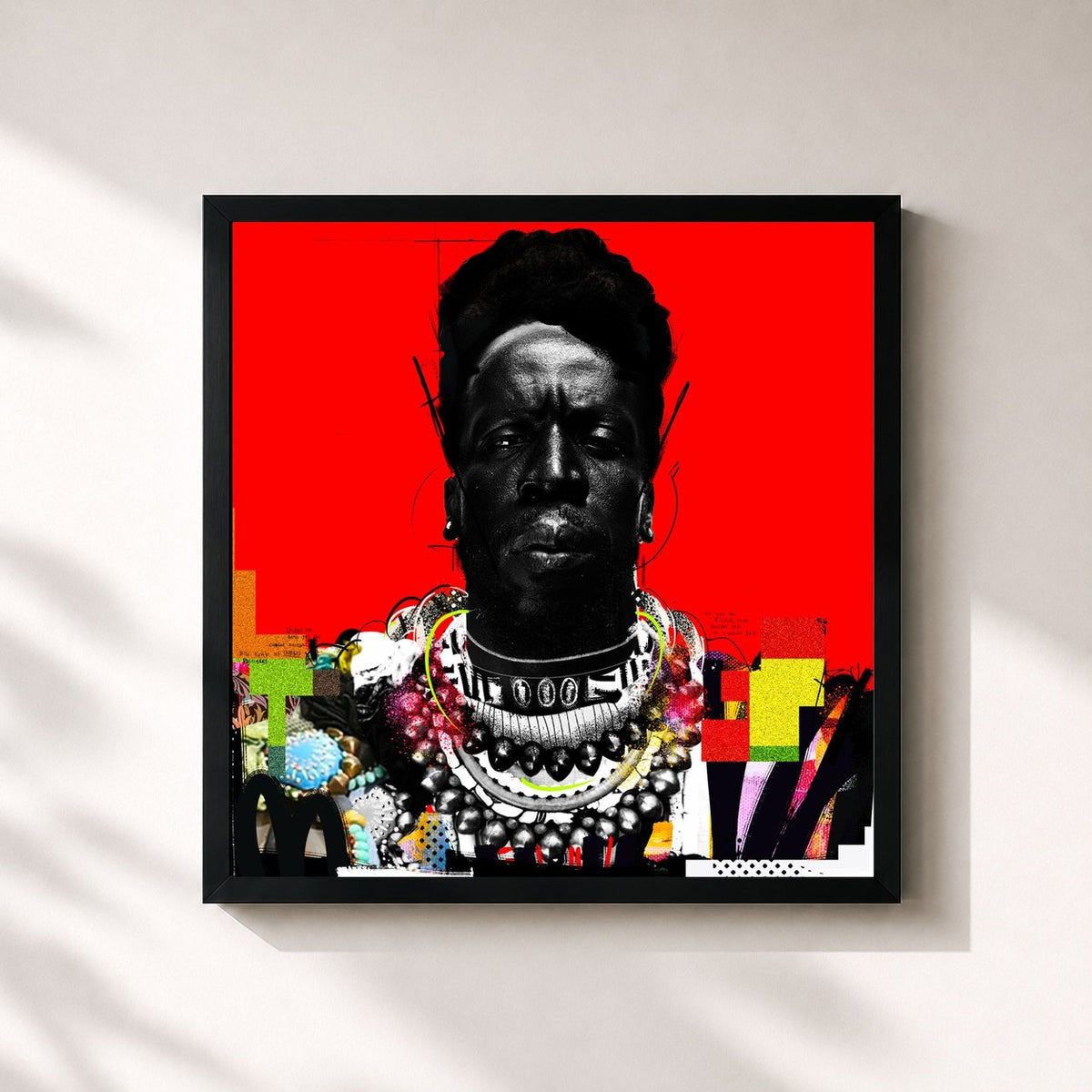 #noir AMOUR SUPREME de Youssoupha en lámina cuadrada enmarcada, marco negro de 32x32 cm