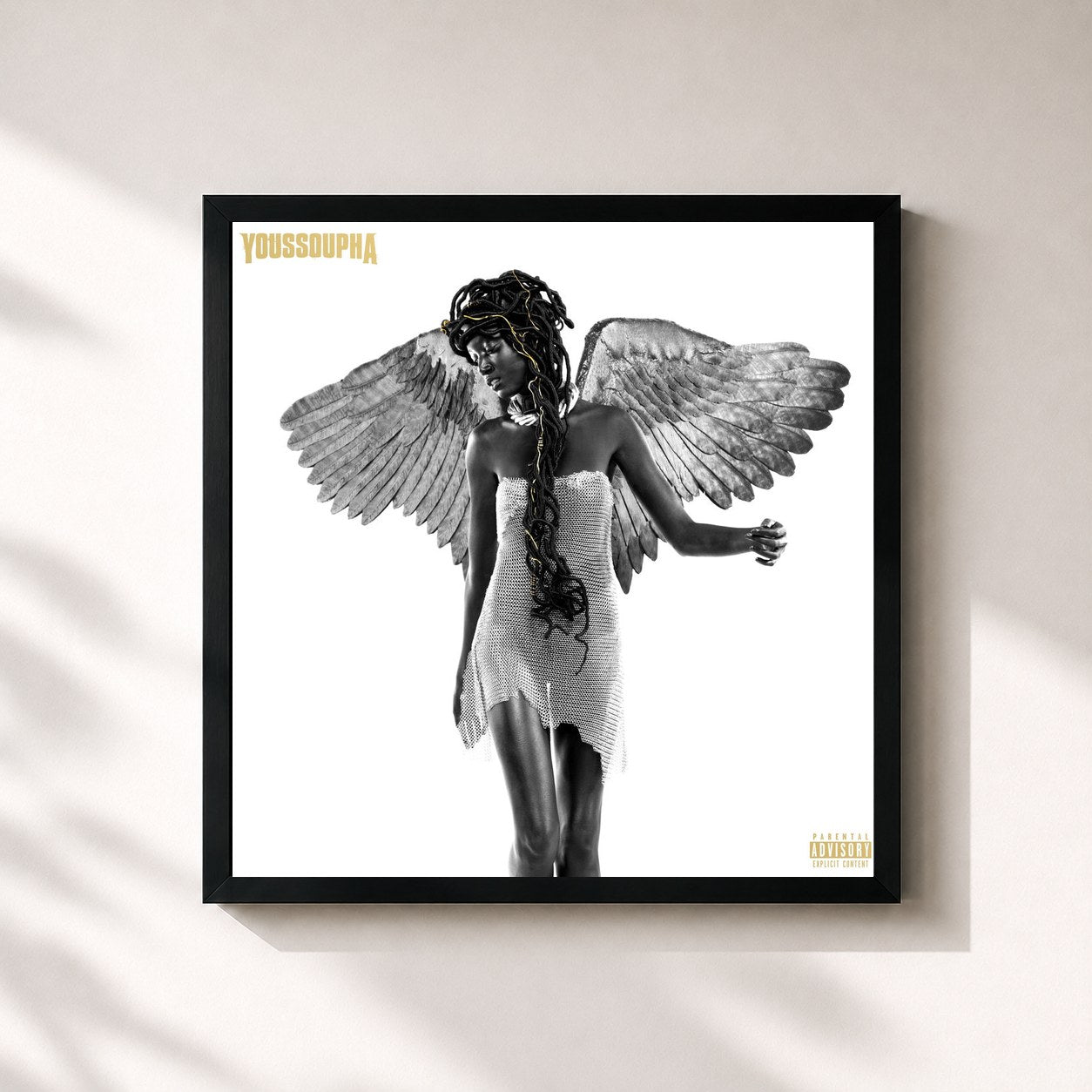 #noir Tableau carré de l'album NGRTD de Youssoupha, cadre noir 32x32 cm