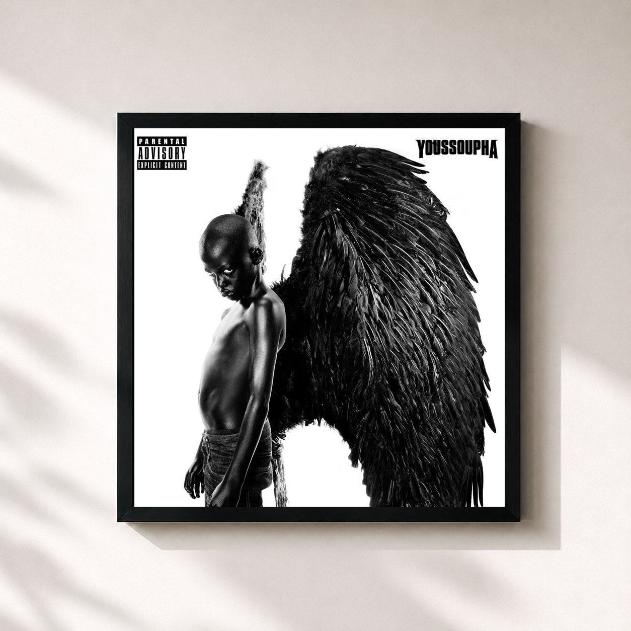 #noir Tableau carré de l'album Noir D**** (Bonus Track Version) de Youssoupha, cadre noir 32x32 cm