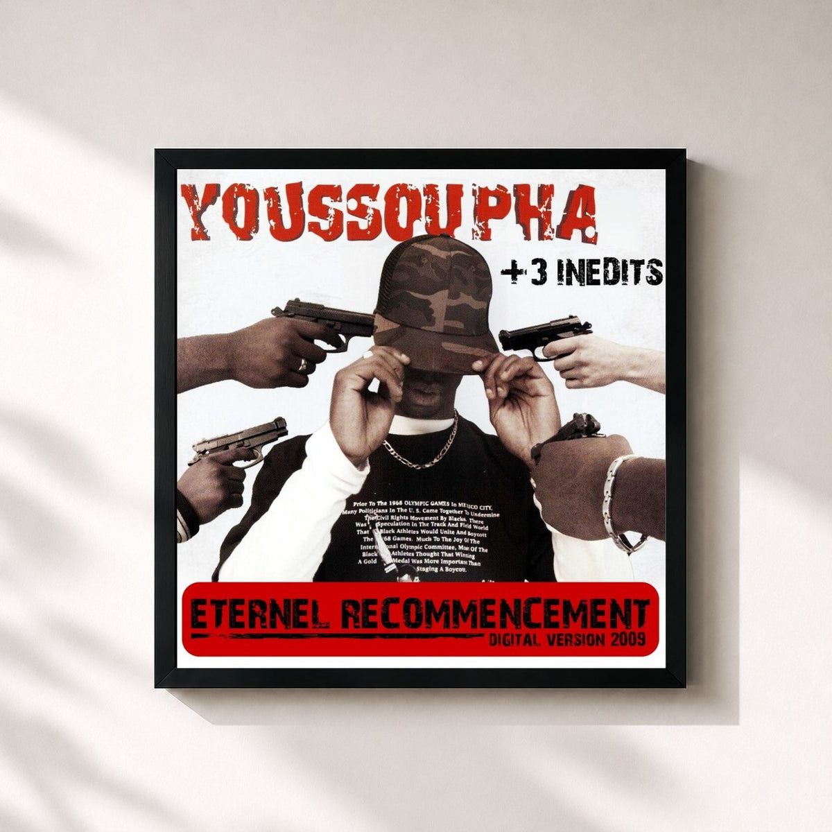 #noir Eternel recommencement (Bonus Track Version) de Youssoupha en lámina cuadrada enmarcada, marco negro de 32x32 cm