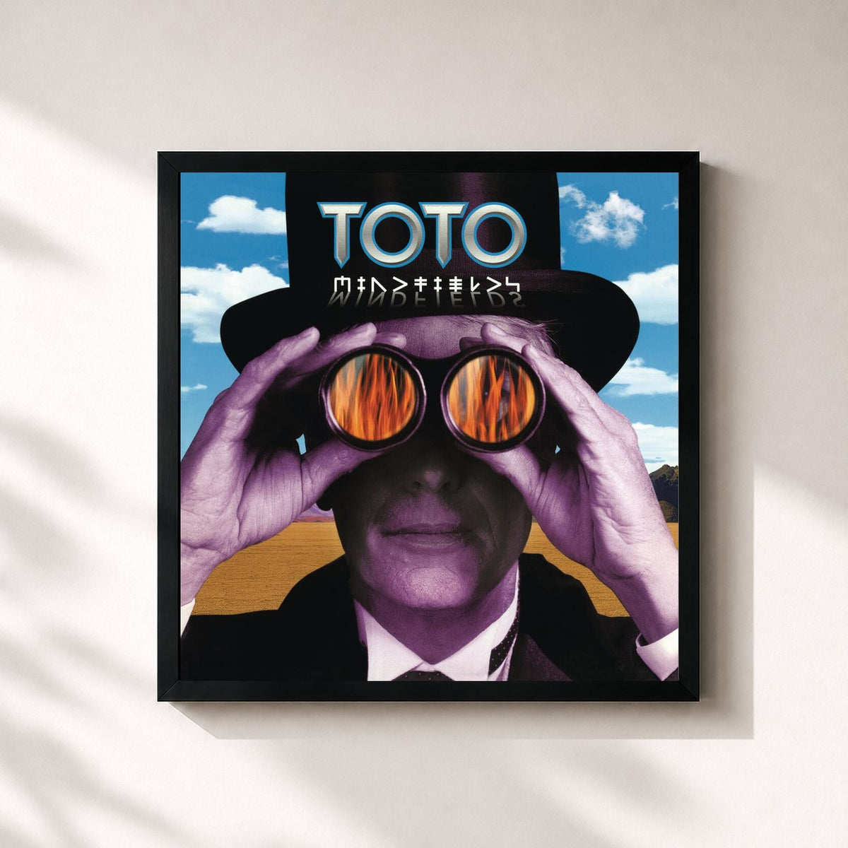 #noir Mindfields de Toto en lámina cuadrada enmarcada, marco negro de 32x32 cm