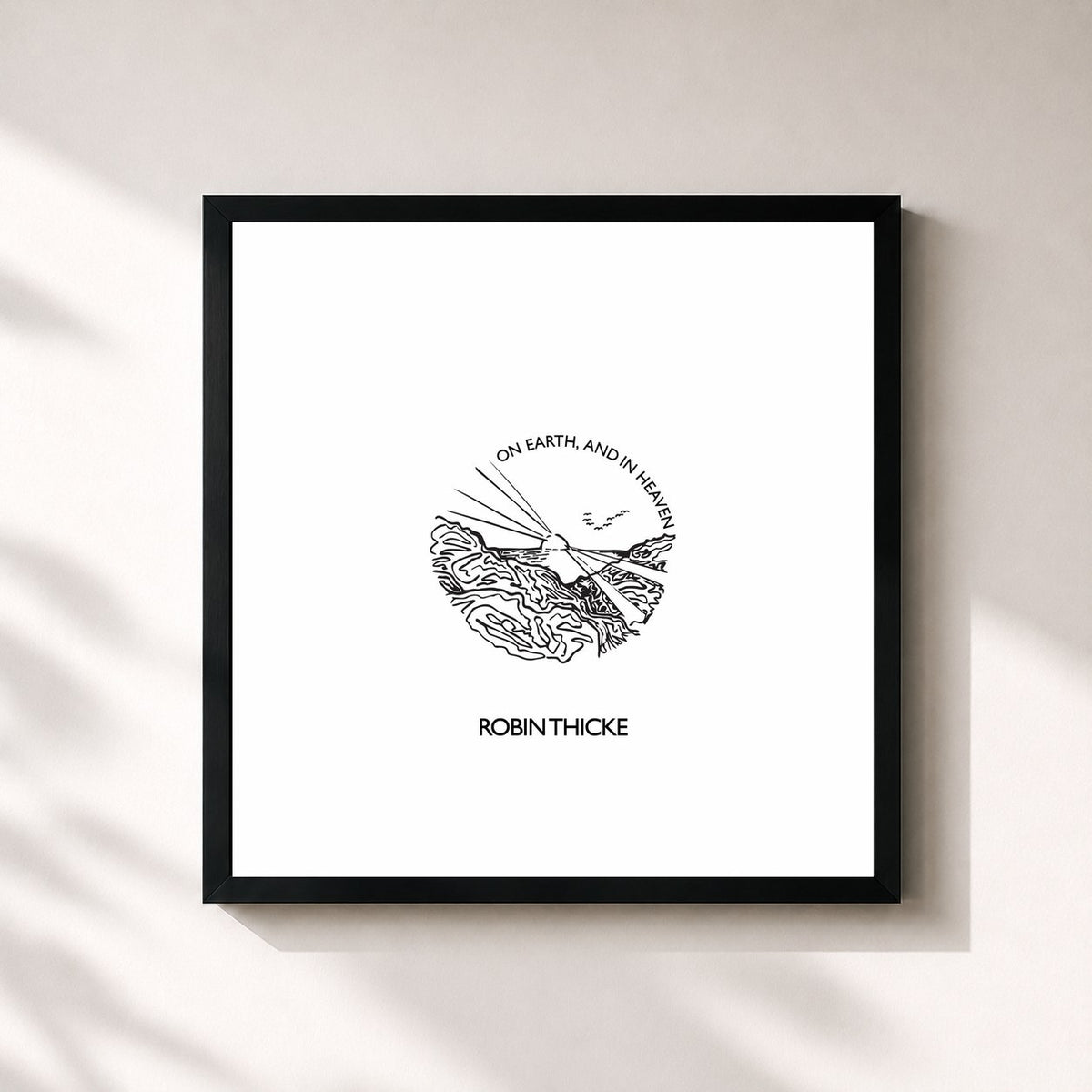 #noir Tableau carré de l'album On Earth, and in Heaven de Robin Thicke, cadre noir 32x32 cm