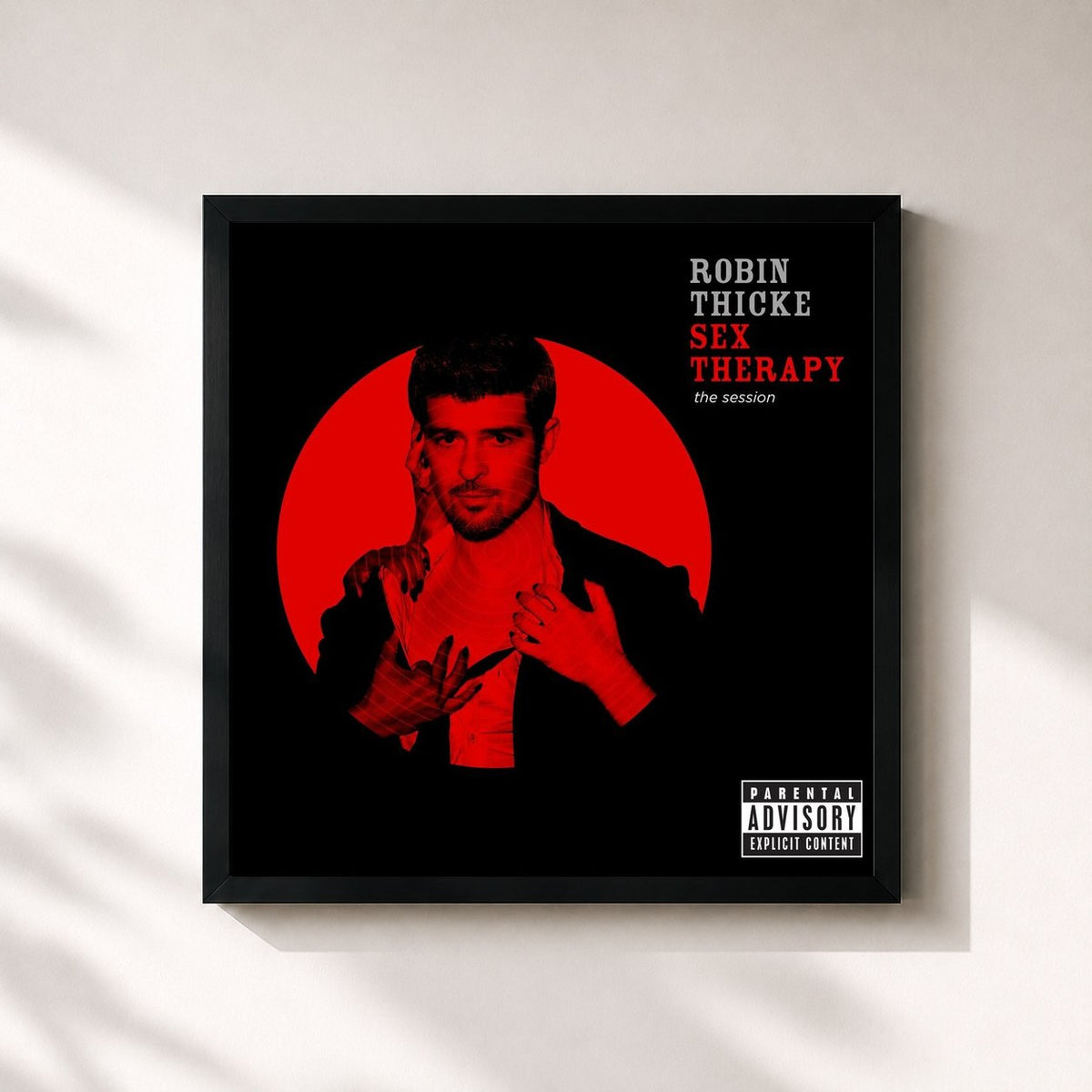 #noir Tableau carré de l'album Sex Therapy: The Session de Robin Thicke, cadre noir 32x32 cm