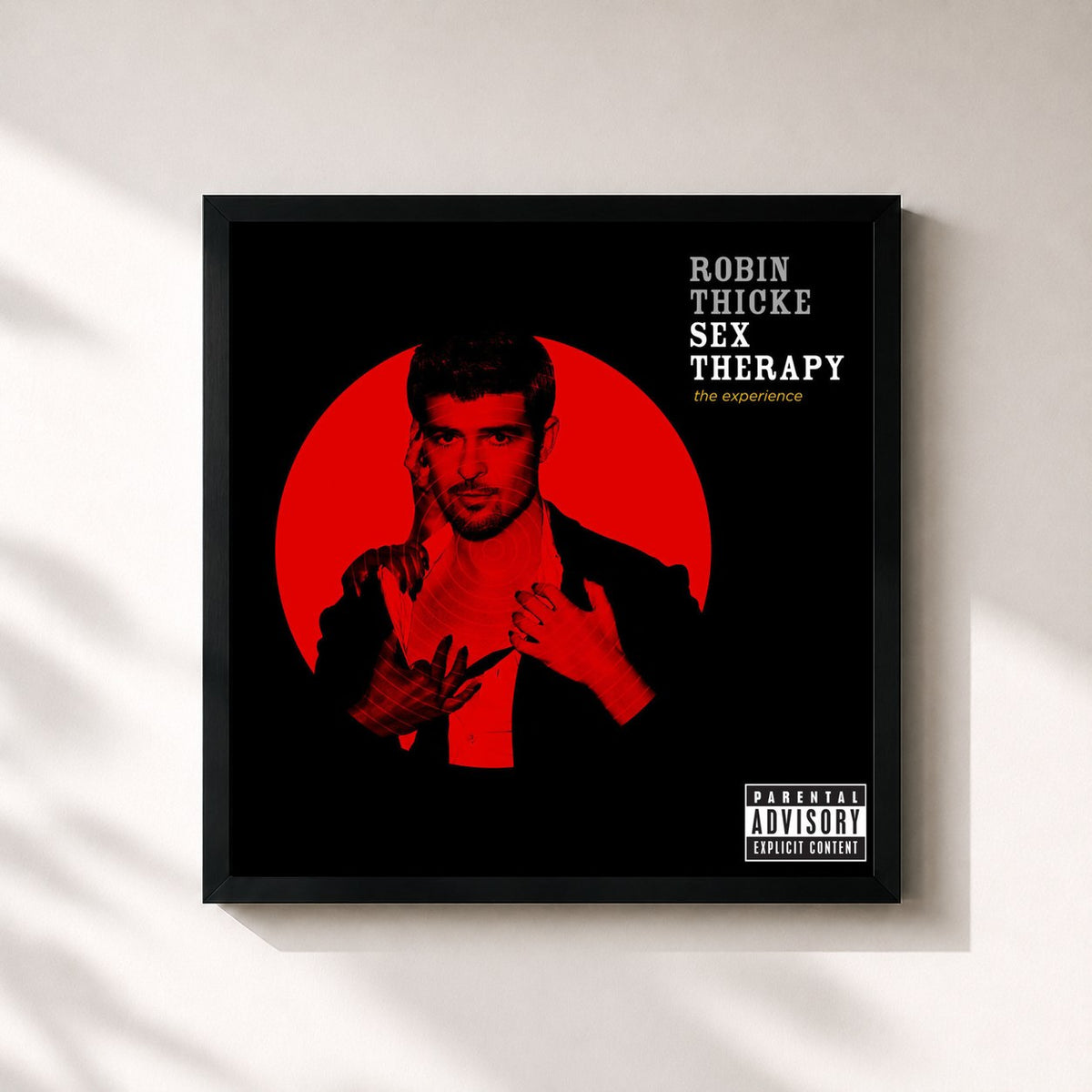 #noir Tableau carré de l'album Sex Therapy: The Experience de Robin Thicke, cadre noir 32x32 cm