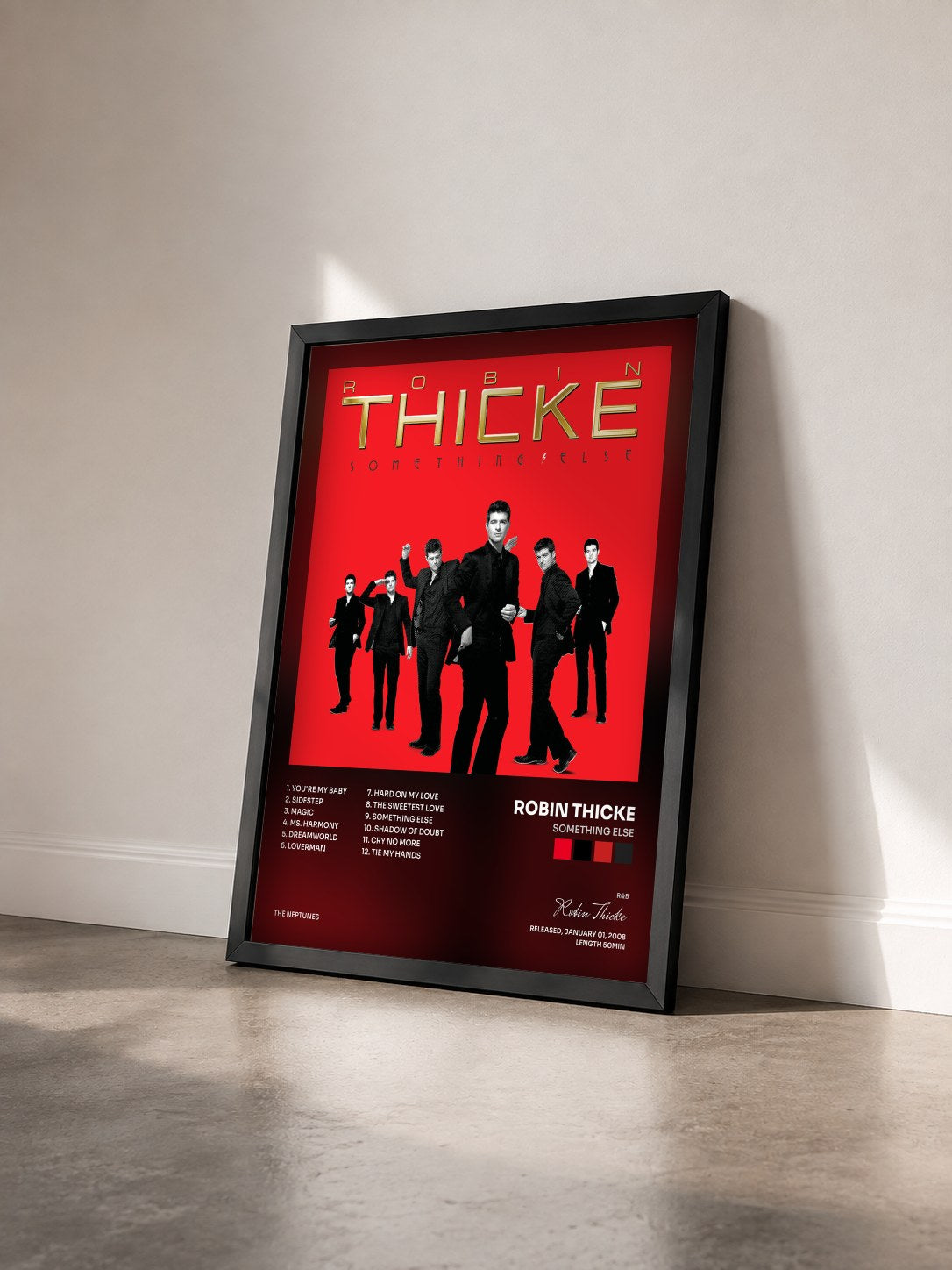#noir Tableau de l'album Something Else de Robin Thicke vu de trois quarts, cadre noir