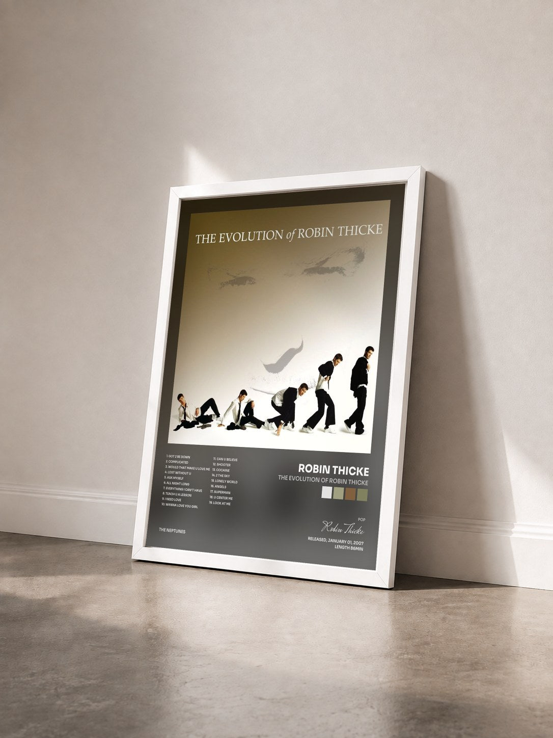 #blanc Tableau de l'album The Evolution of Robin Thicke de Robin Thicke vu de trois quarts, cadre blanc