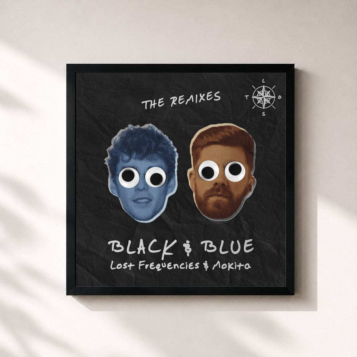 #noir Black & Blue (The Remixes) di Lost Frequencies in stampa quadrata incorniciata, cornice nera 32x32 cm