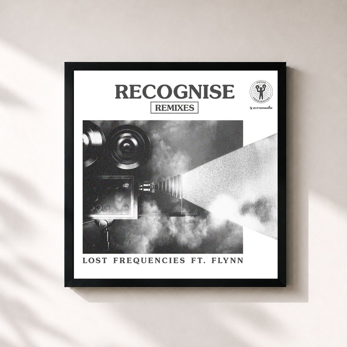 #noir Recognise (Remixes) di Lost Frequencies in stampa quadrata incorniciata, cornice nera 32x32 cm