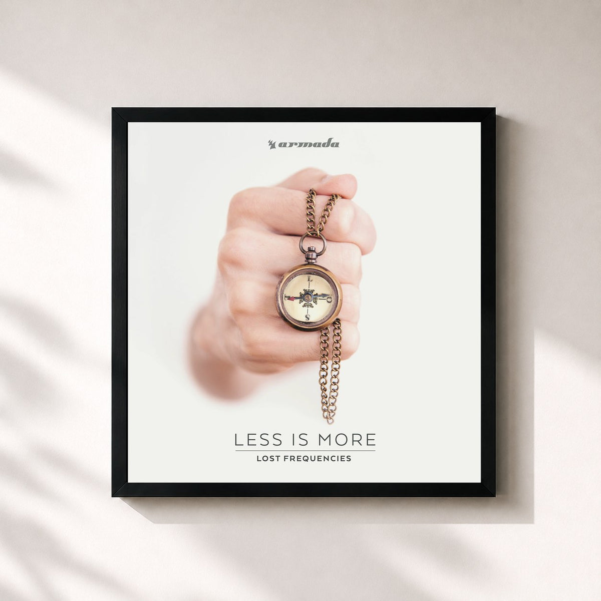 #noir Tableau carré de l'album Less Is More de Lost Frequencies, cadre noir 32x32 cm