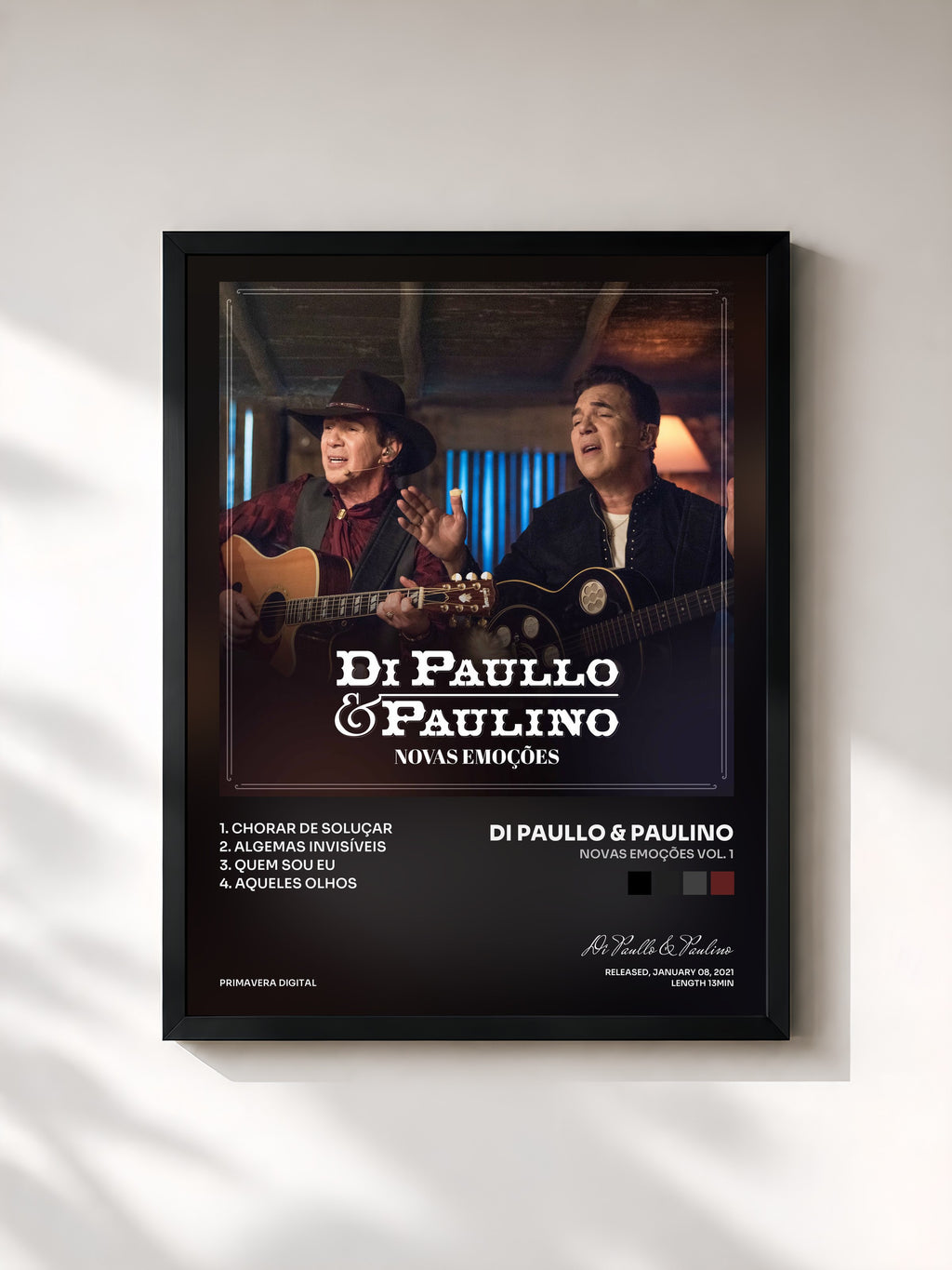 #noir Tableau de l'album Novas Emoções Vol. 1 de Di Paullo & Paulino, cadre noir, imprimé et encadré en France
