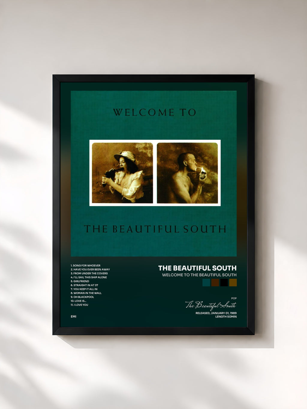 #noir Tableau de l'album Welcome To The Beautiful South de The Beautiful South, cadre noir, imprimé et encadré en France