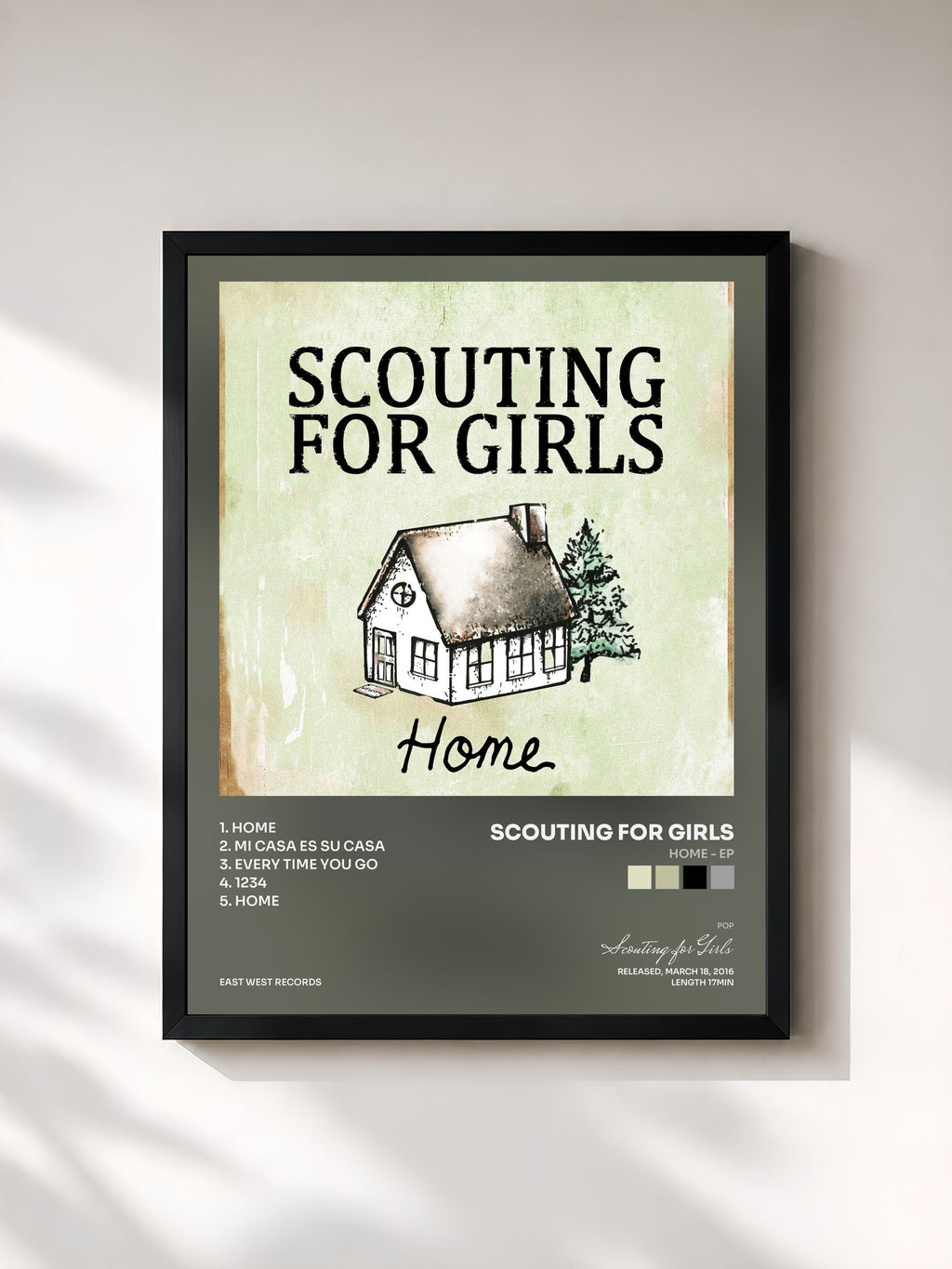 #noir Tableau de l'album Home - EP de Scouting for Girls, cadre noir, imprimé et encadré en France