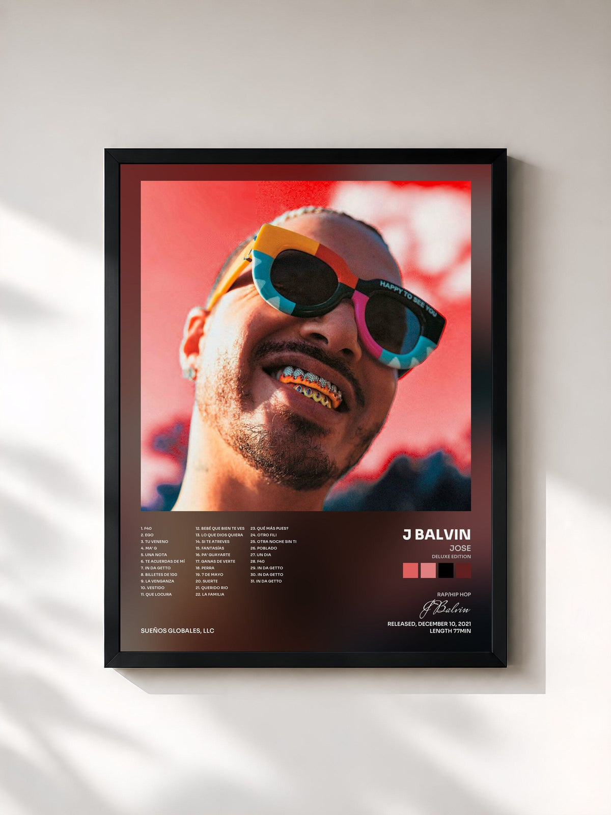 #noir Tableau de l'album JOSE (Deluxe Edition) de J Balvin, cadre noir, imprimé et encadré en France