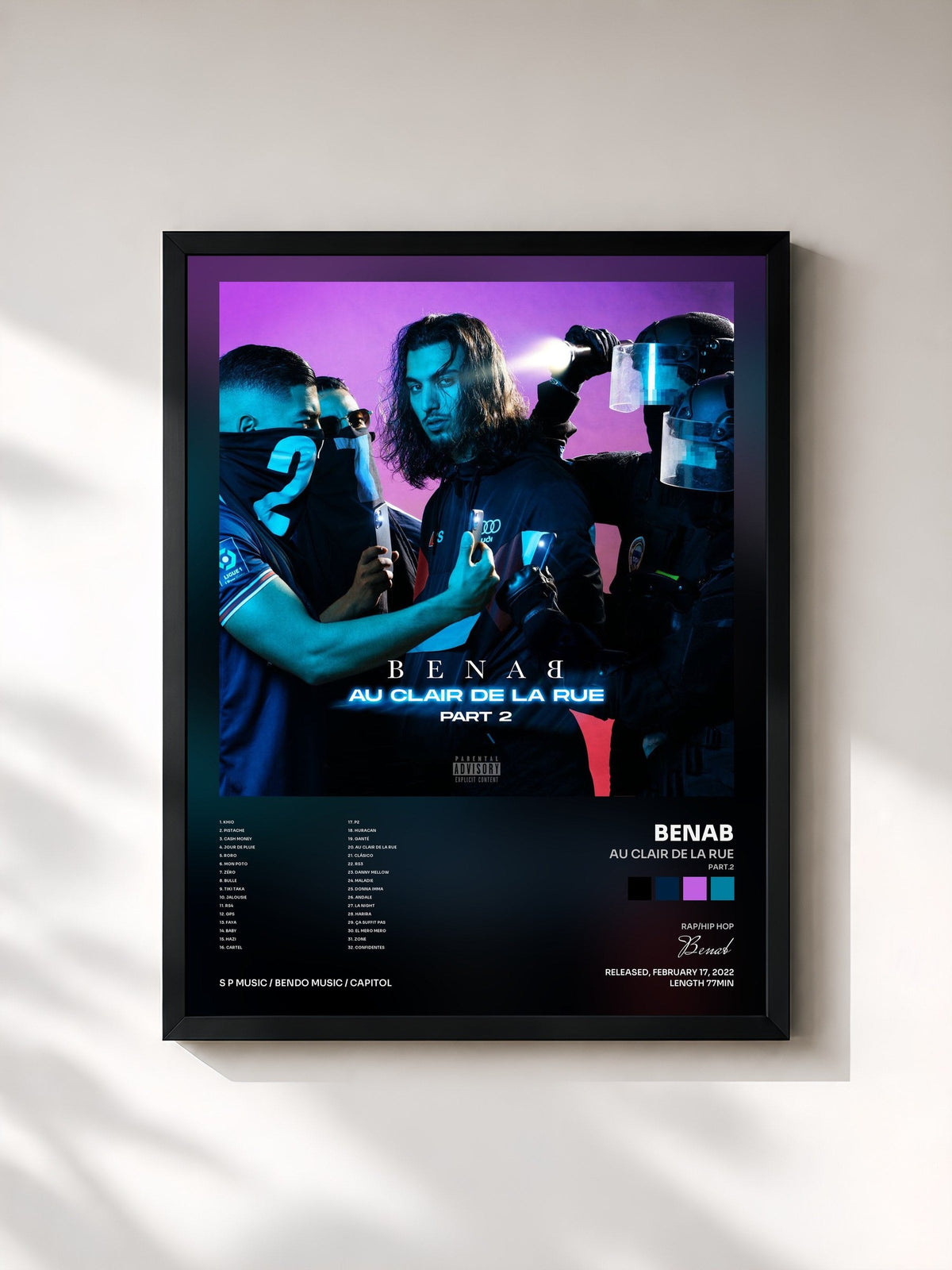 #noir Au clair by la rue (Part.2) de Benab as a framed art print, black frame, printed and framed in France
