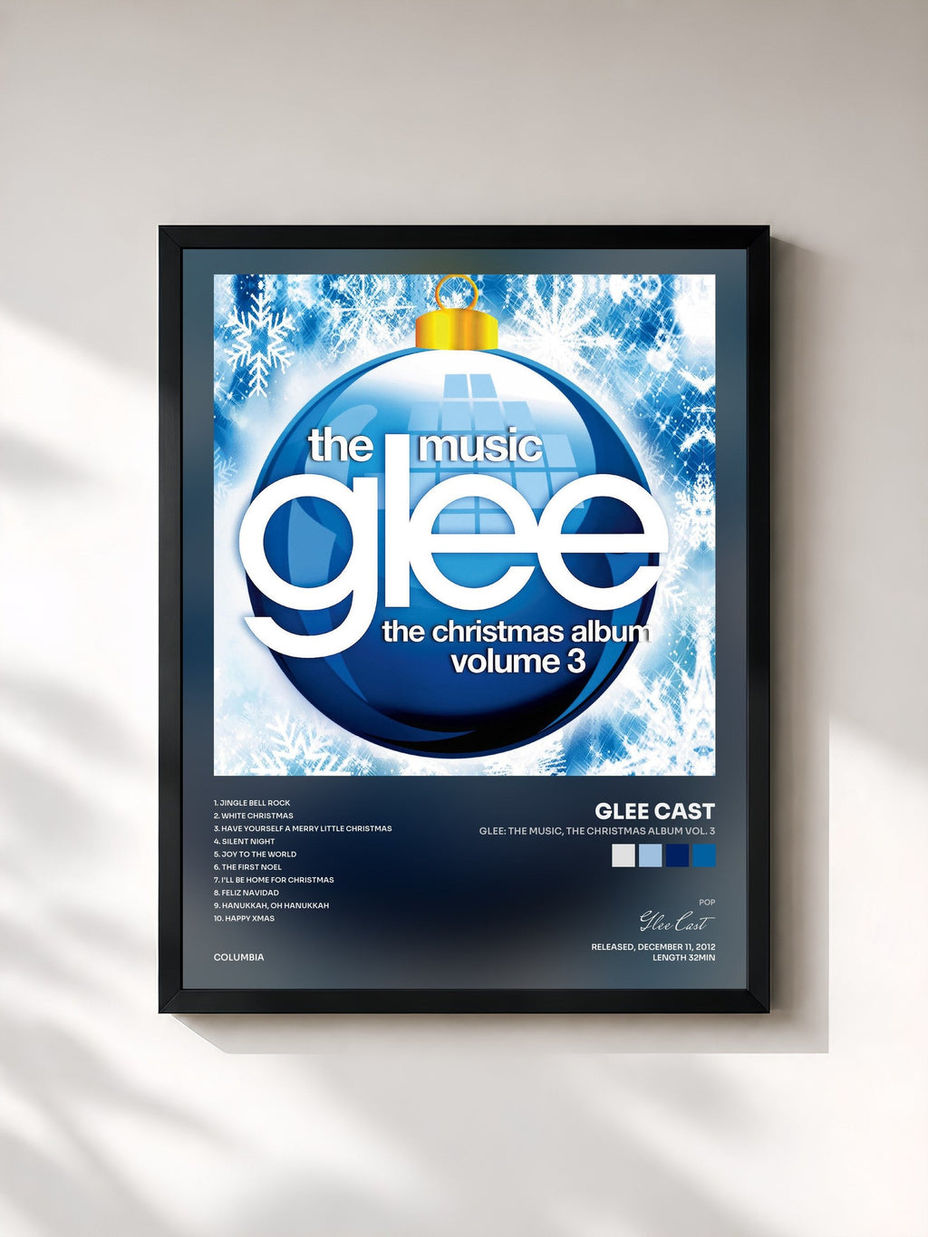 #noir Glee: The Music, The Christmas Album Vol. 3 by Glee Cast as a framed art print, black frame, printed and framed in France