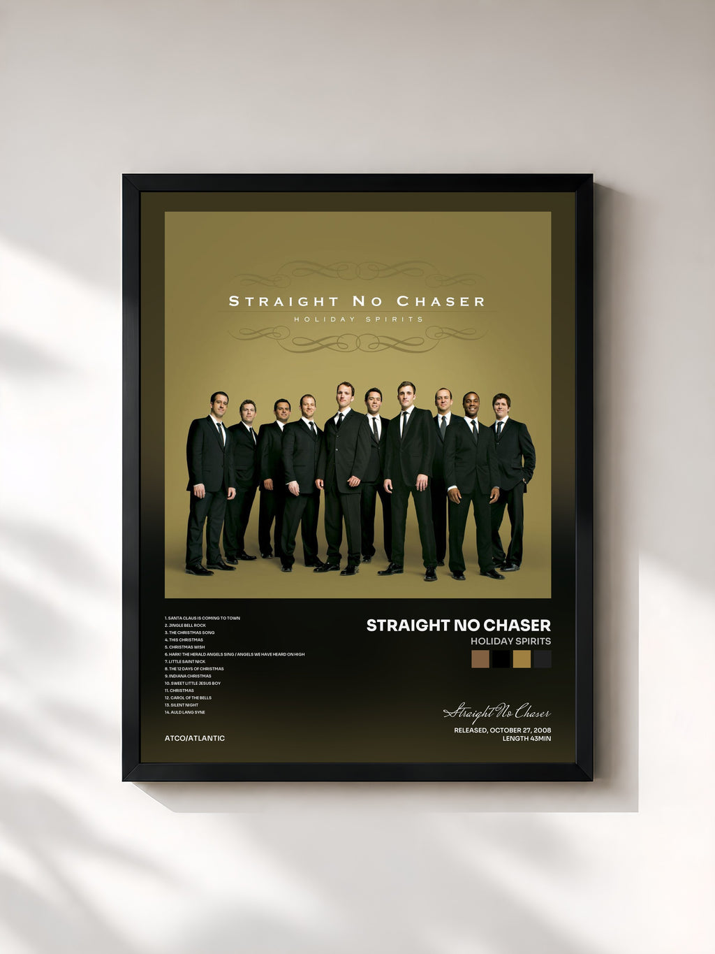 #noir Tableau de l'album Holiday Spirits de Straight No Chaser, cadre noir, imprimé et encadré en France
