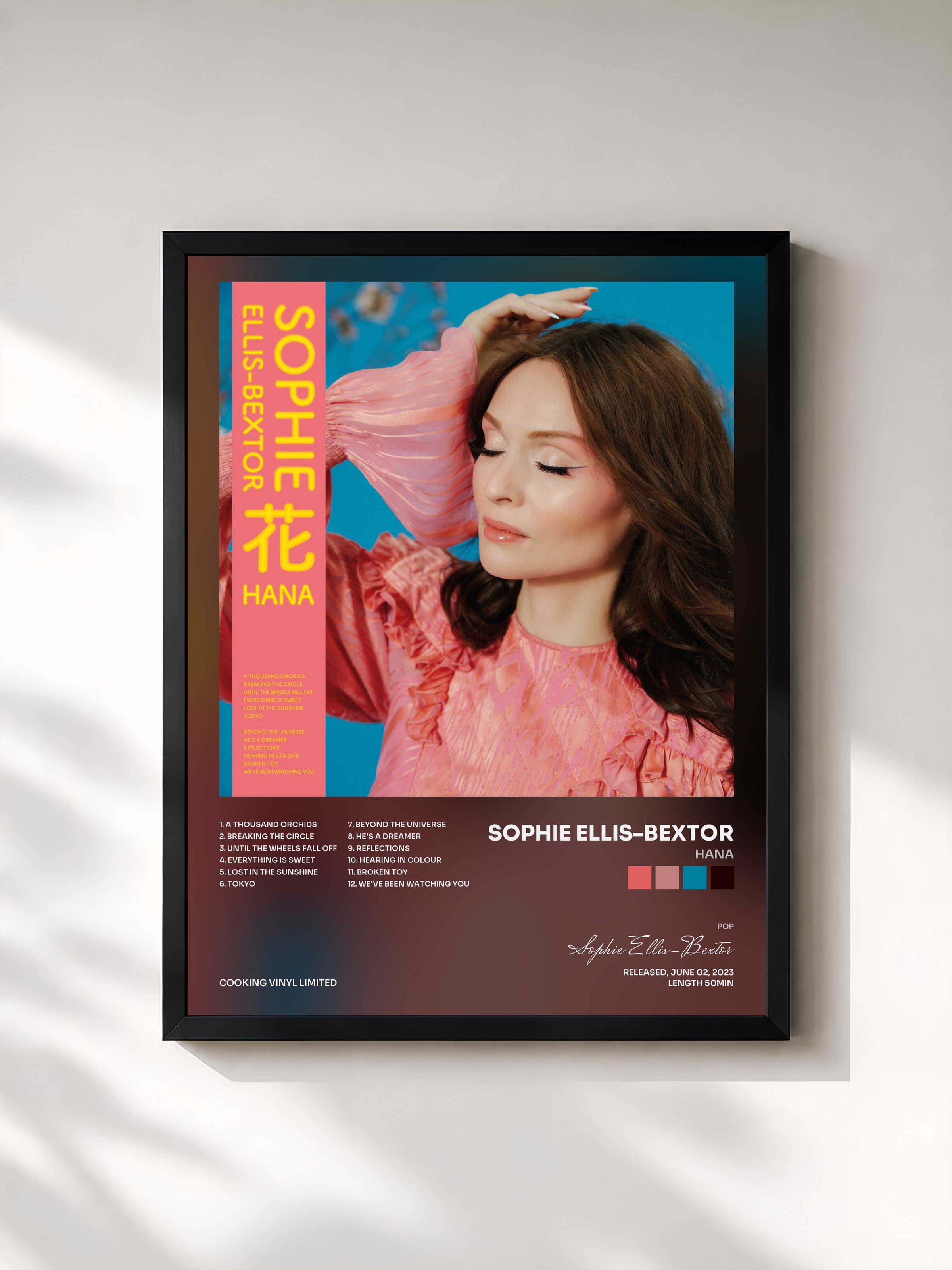 #noir Tableau de l'album HANA de Sophie Ellis-Bextor, cadre noir, imprimé et encadré en France