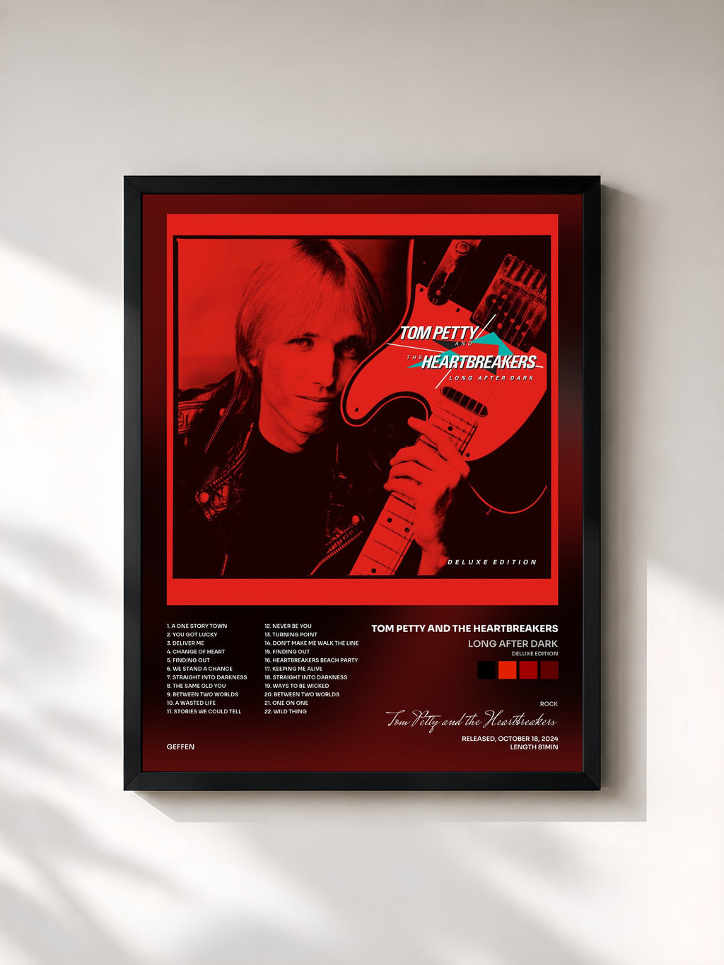 #noir Tableau de l'album Long After Dark (Deluxe Edition) de Tom Petty and the Heartbreakers, cadre noir, imprimé et encadré en France