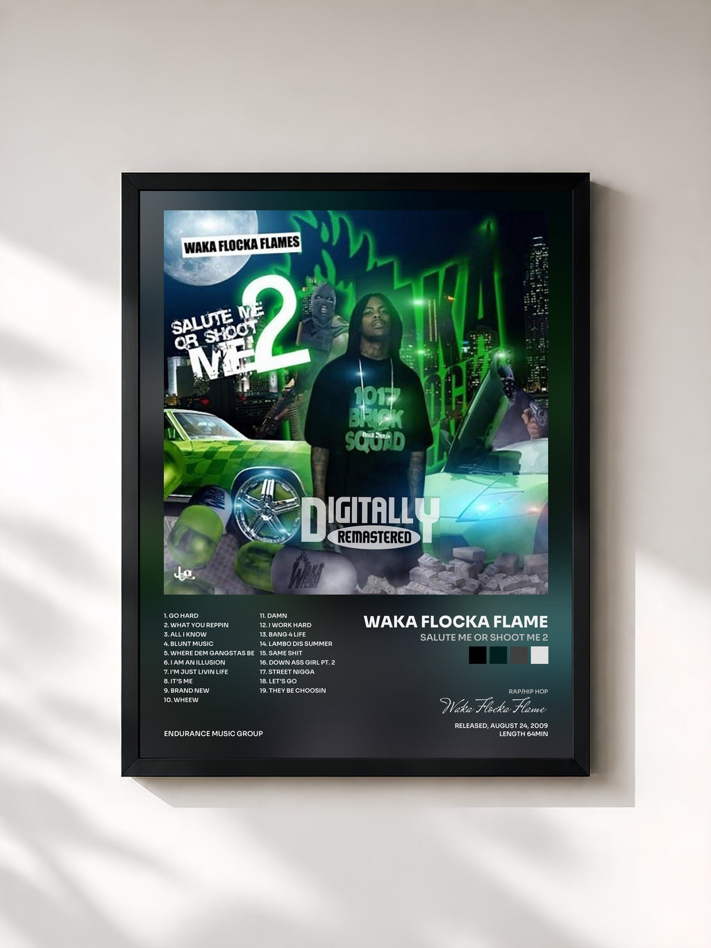 #noir Tableau de l'album Salute Me or Shoot Me 2 de Waka Flocka Flame, cadre noir, imprimé et encadré en France