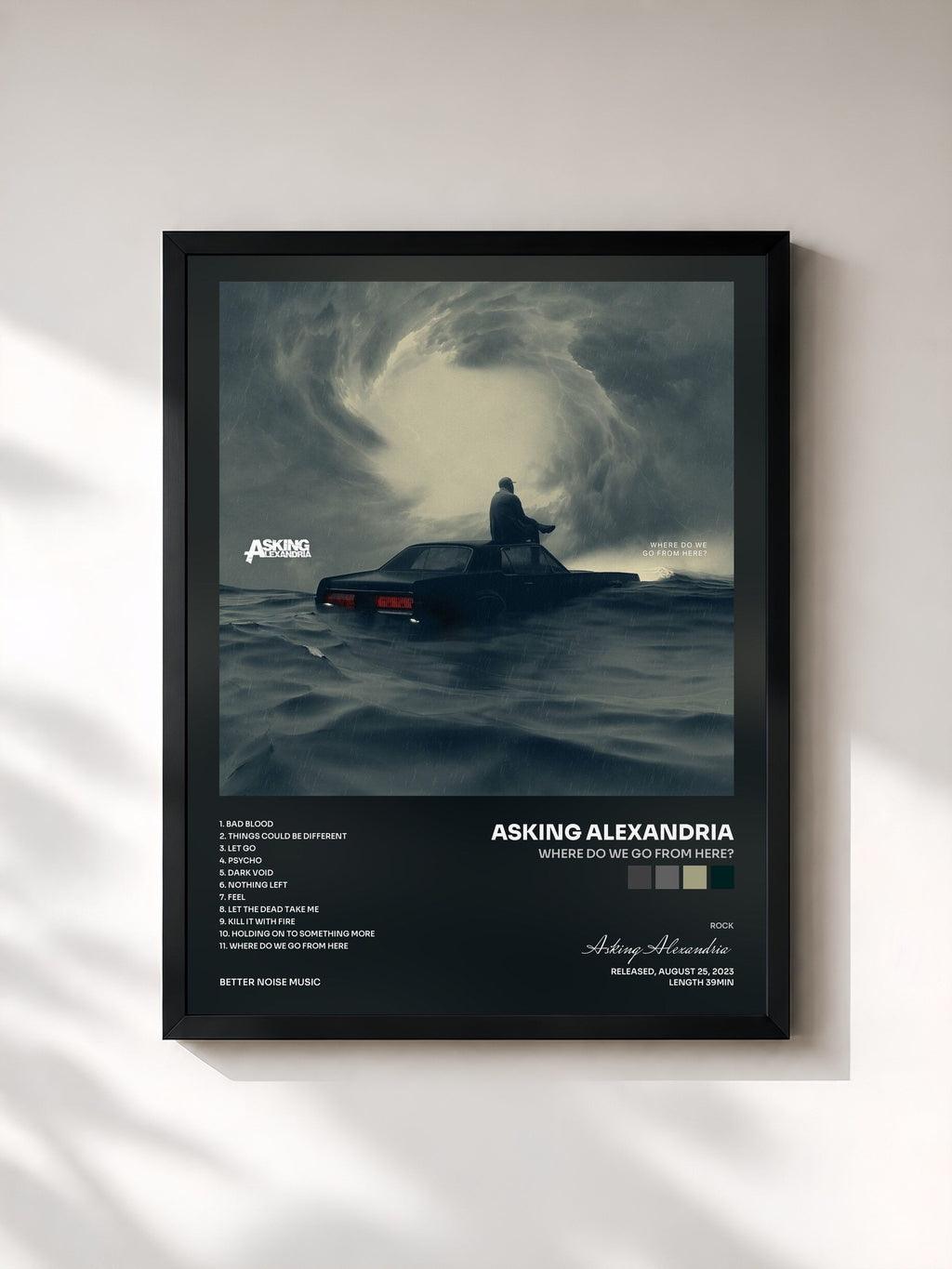 #noir Where Do We Go From Here? di Asking Alexandria in stampa incorniciata, cornice nera, stampata e incorniciata in Francia