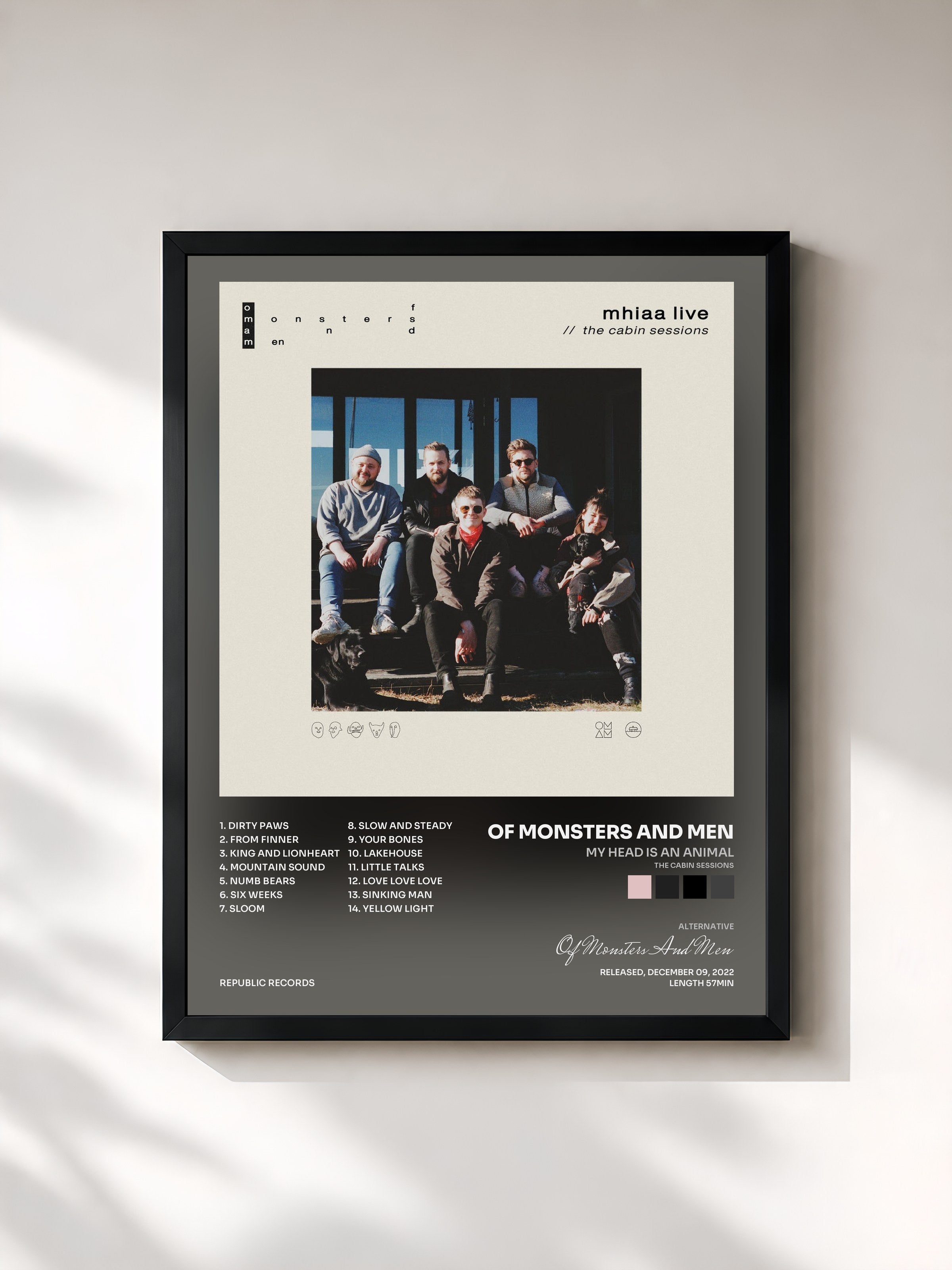 #noir Tableau de l'album My Head Is An Animal (The Cabin Sessions) de Of Monsters And Men, cadre noir, imprimé et encadré en France