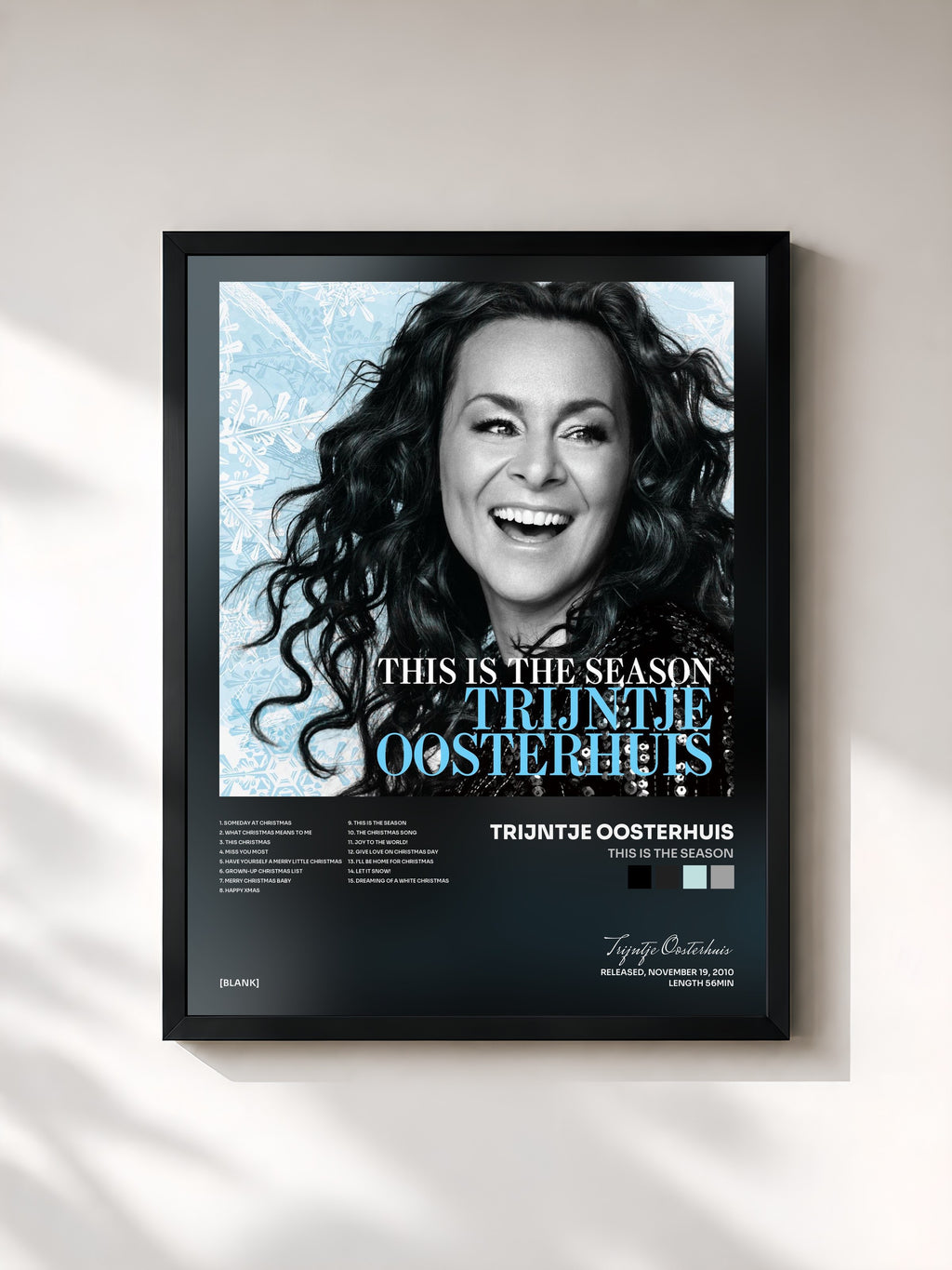 #noir Tableau de l'album This Is The Season de Trijntje Oosterhuis, cadre noir, imprimé et encadré en France