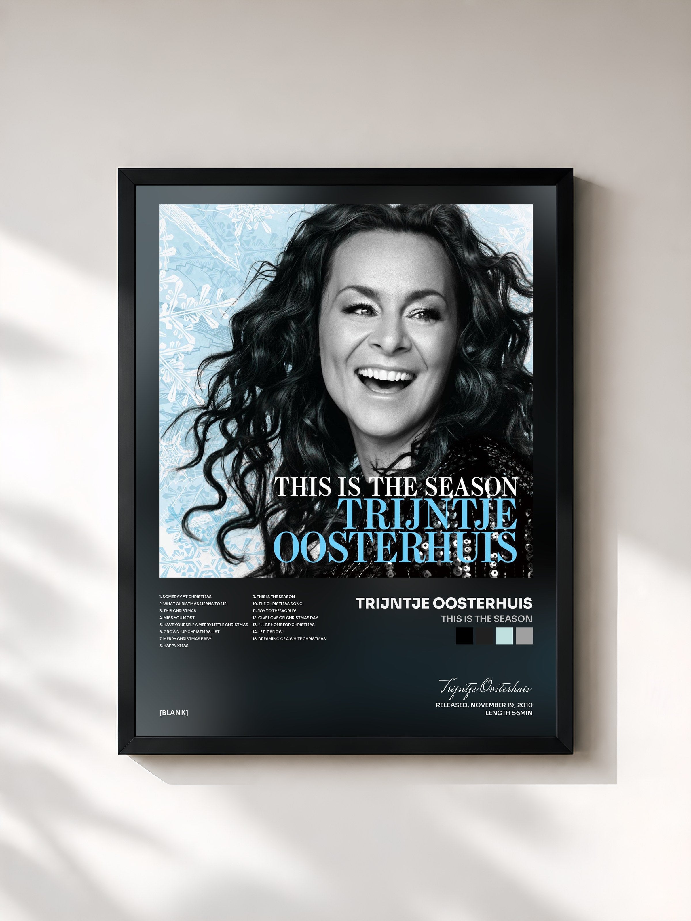 #noir Tableau de l'album This Is The Season de Trijntje Oosterhuis, cadre noir, imprimé et encadré en France