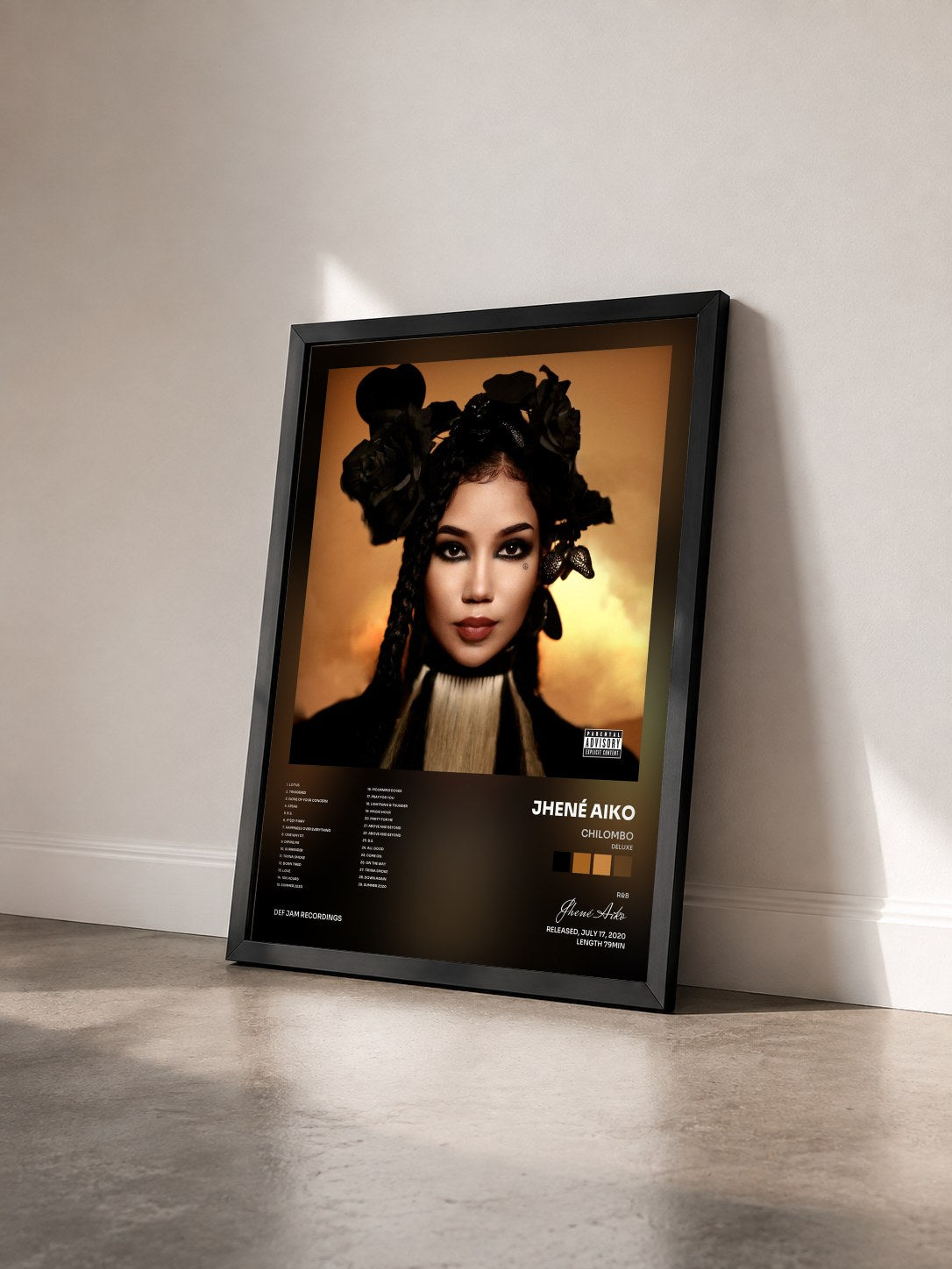 #noir Chilombo (Deluxe) de Jhené Aiko en lámina enmarcada vista de tres cuartos, marco negro
