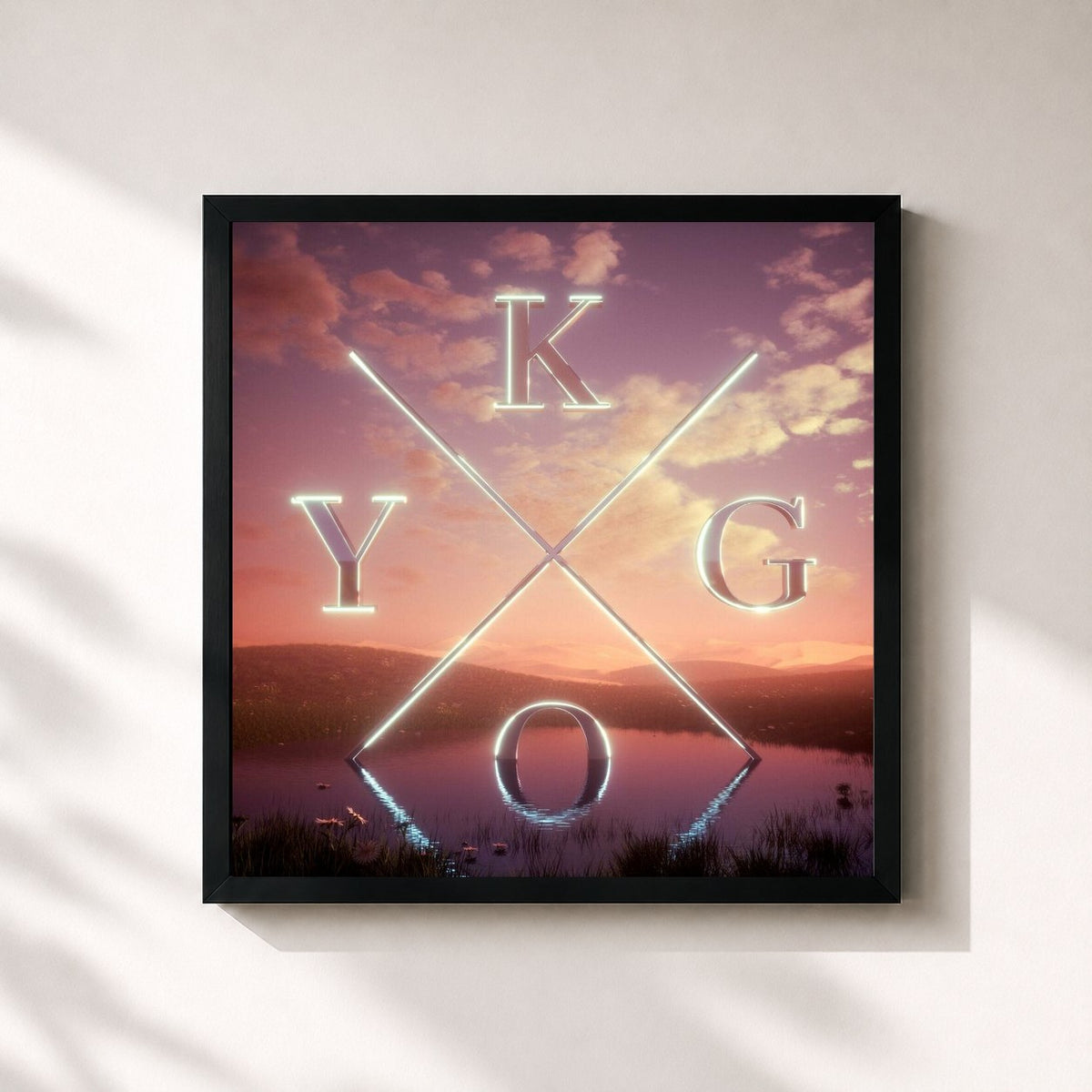 #noir Tableau carré de l'album KYGO de Kygo, cadre noir 32x32 cm