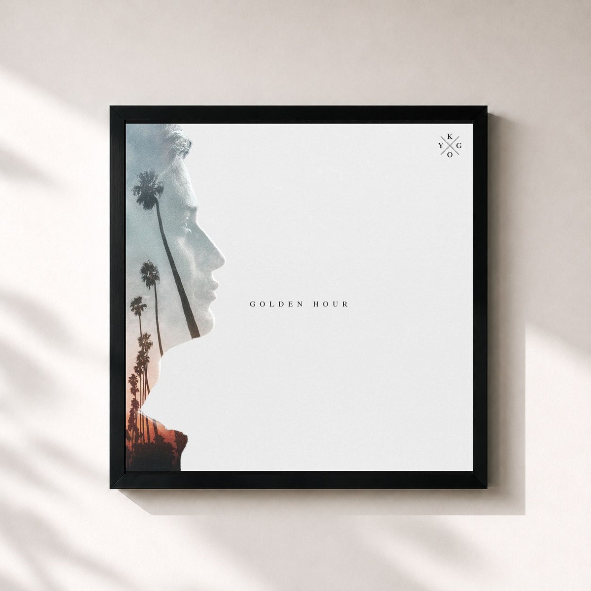 #noir Tableau carré de l'album Golden Hour de Kygo, cadre noir 32x32 cm