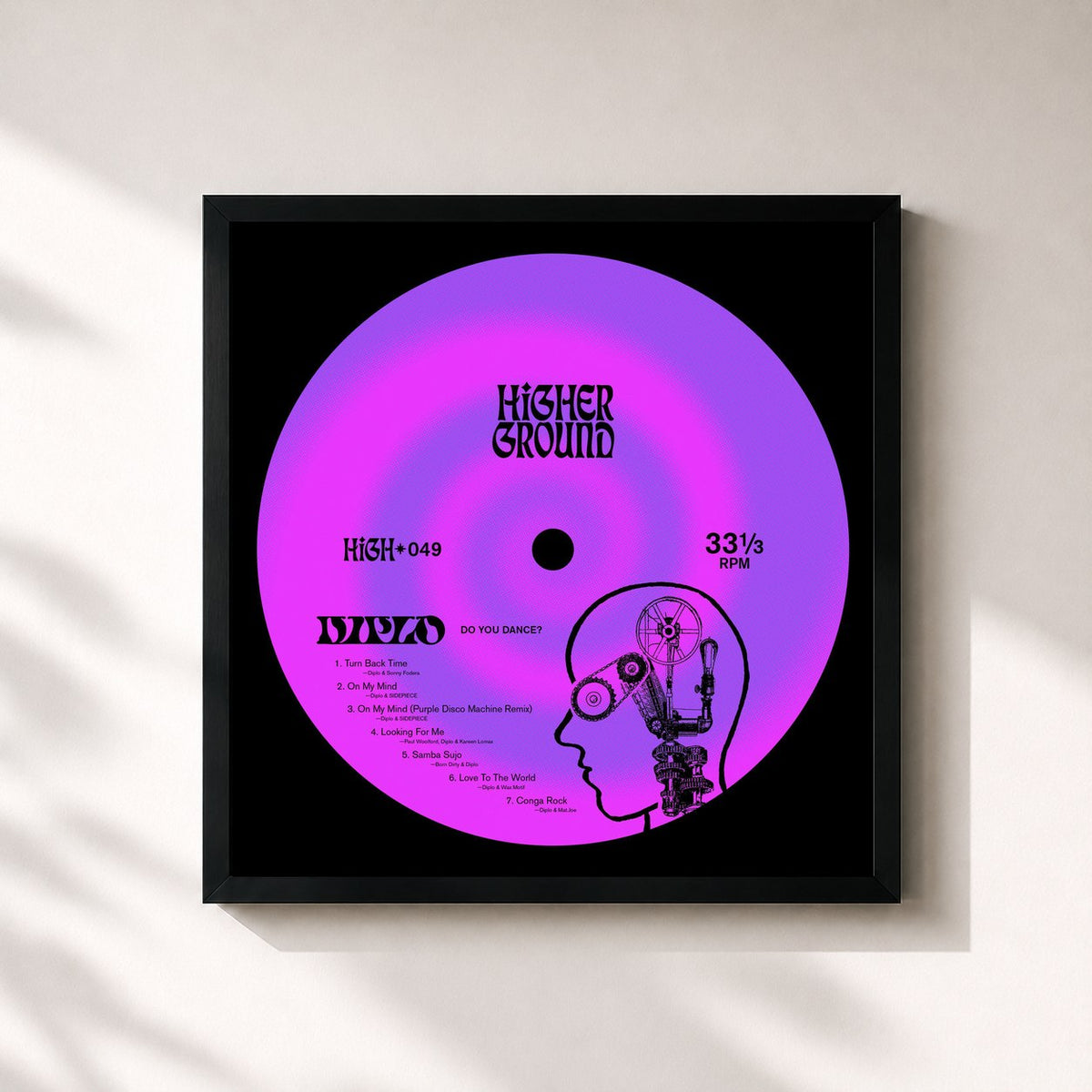 #noir Tableau carré de l'album Do You Dance? de Diplo, cadre noir 32x32 cm