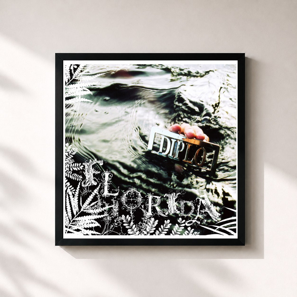 #noir Tableau carré de l'album Florida de Diplo, cadre noir 32x32 cm