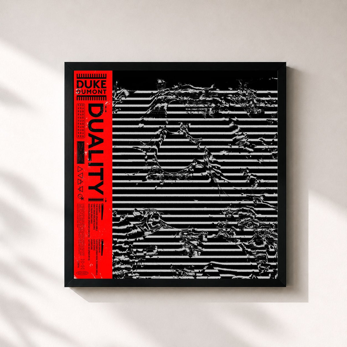 #noir Tableau carré de l'album Duality de Duke Dumont, cadre noir 32x32 cm