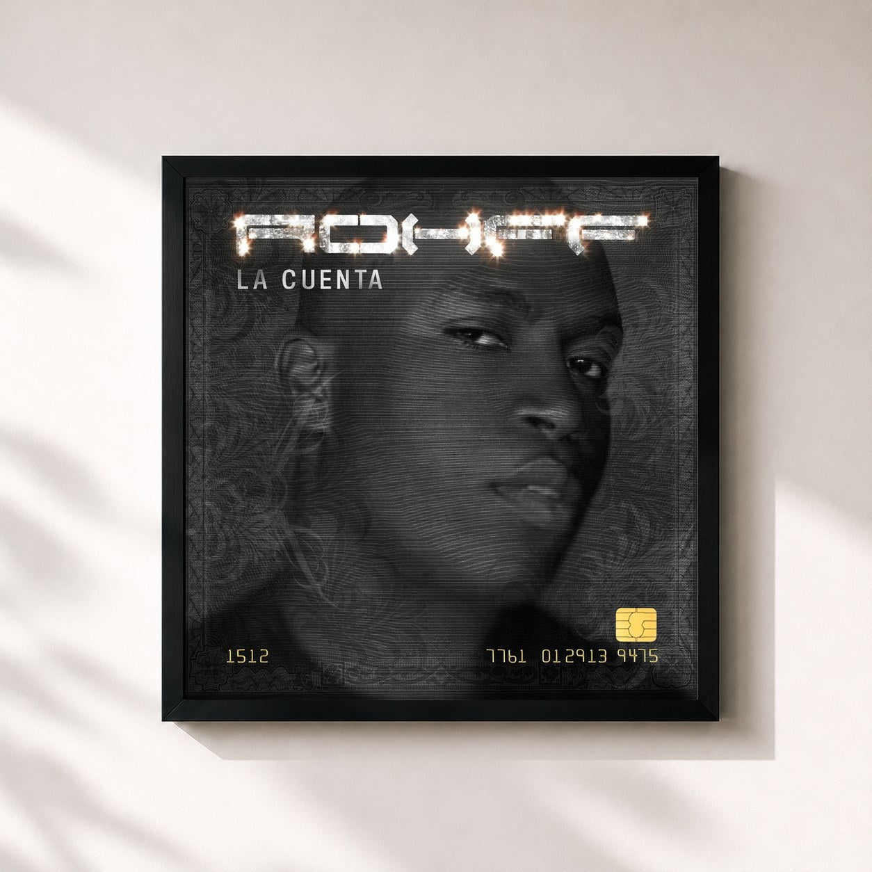 #noir Tableau carré de l'album La cuenta de Rohff, cadre noir 32x32 cm