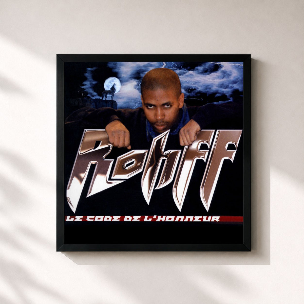 #noir Le code de l'honneur de Rohff en lámina cuadrada enmarcada, marco negro de 32x32 cm