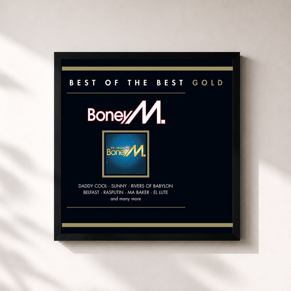 #noir The Magic Of von Boney M. als quadratischer Kunstdruck, schwarzer Rahmen 32x32 cm