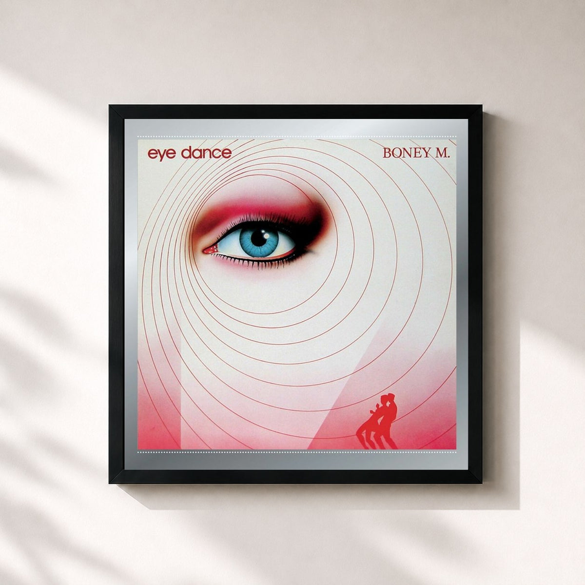 #noir Eye Dance von Boney M. als quadratischer Kunstdruck, schwarzer Rahmen 32x32 cm