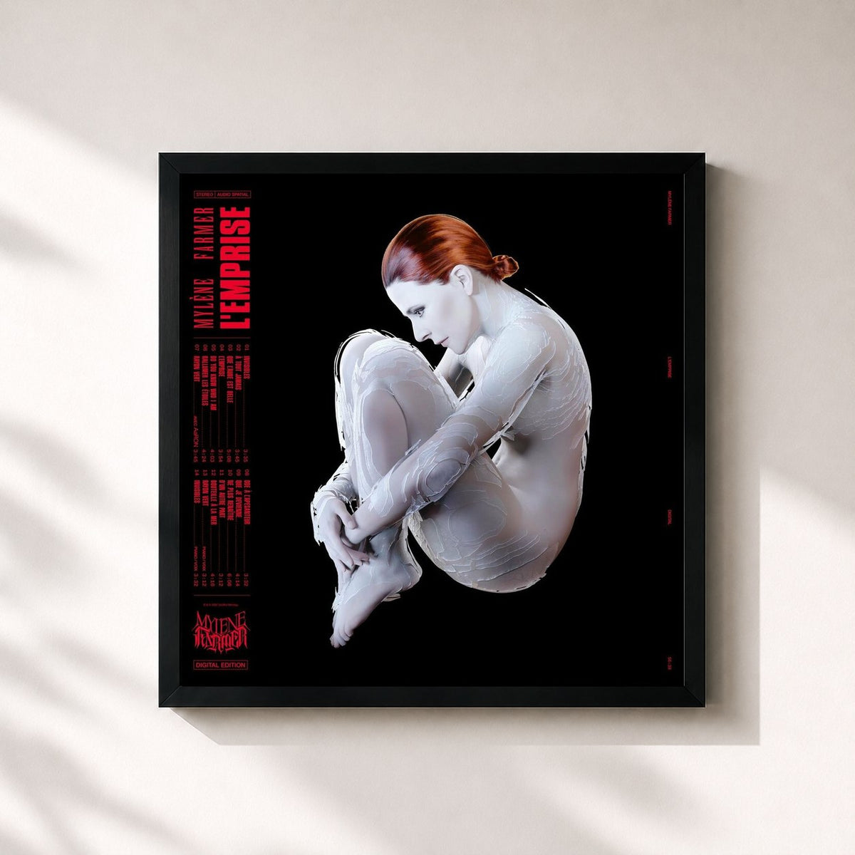 #noir Tableau carré de l'album L'Emprise de Mylène Farmer, cadre noir 32x32 cm