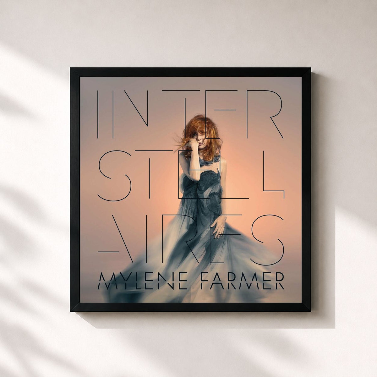 #noir Tableau carré de l'album Interstellaires de Mylène Farmer, cadre noir 32x32 cm