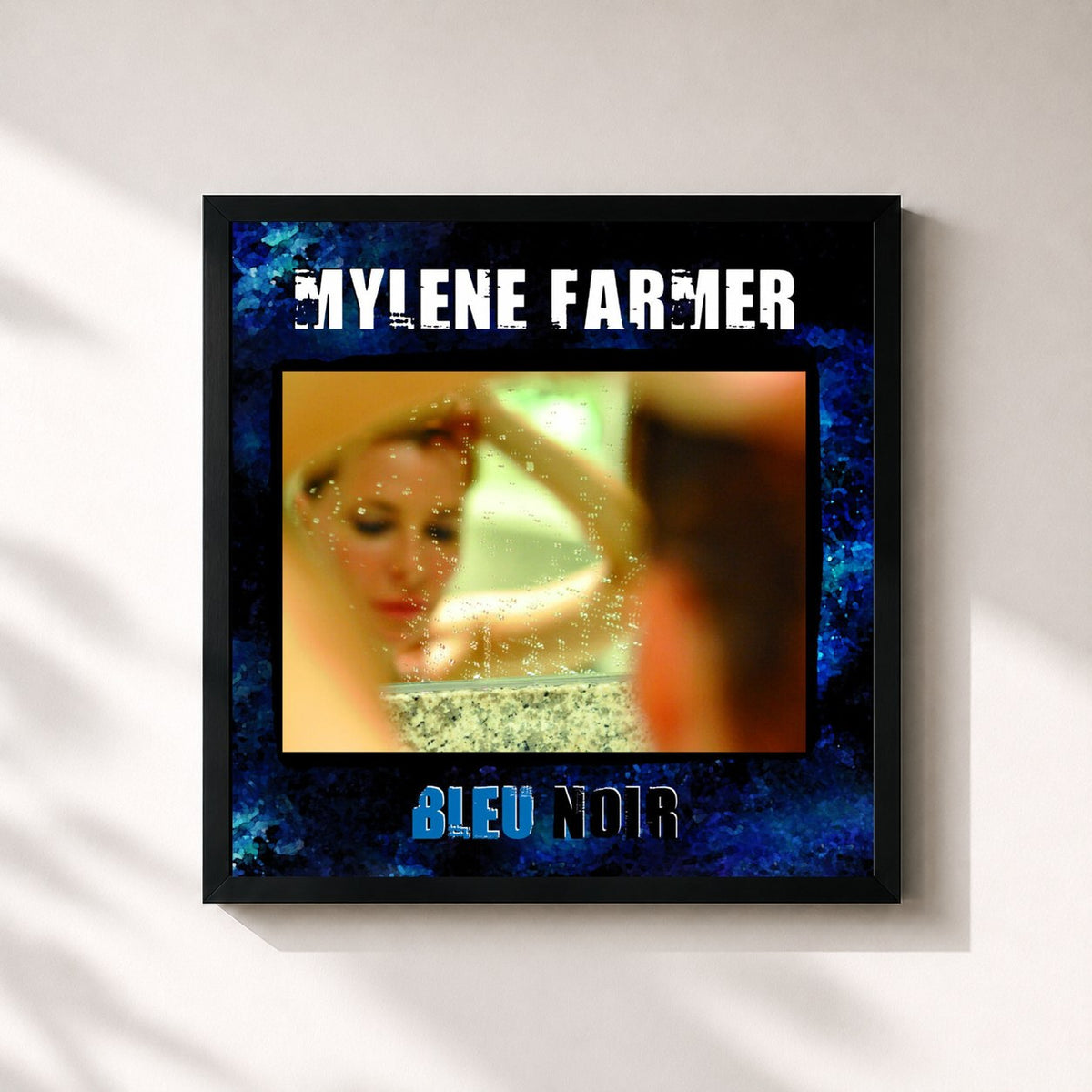 #noir Tableau carré de l'album Bleu Noir de Mylène Farmer, cadre noir 32x32 cm