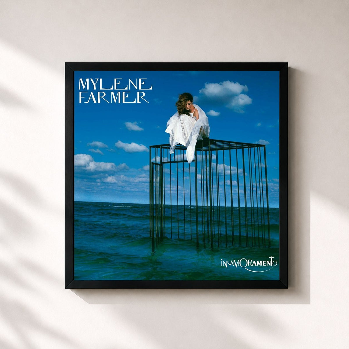 #noir Tableau carré de l'album Innamoramento de Mylène Farmer, cadre noir 32x32 cm