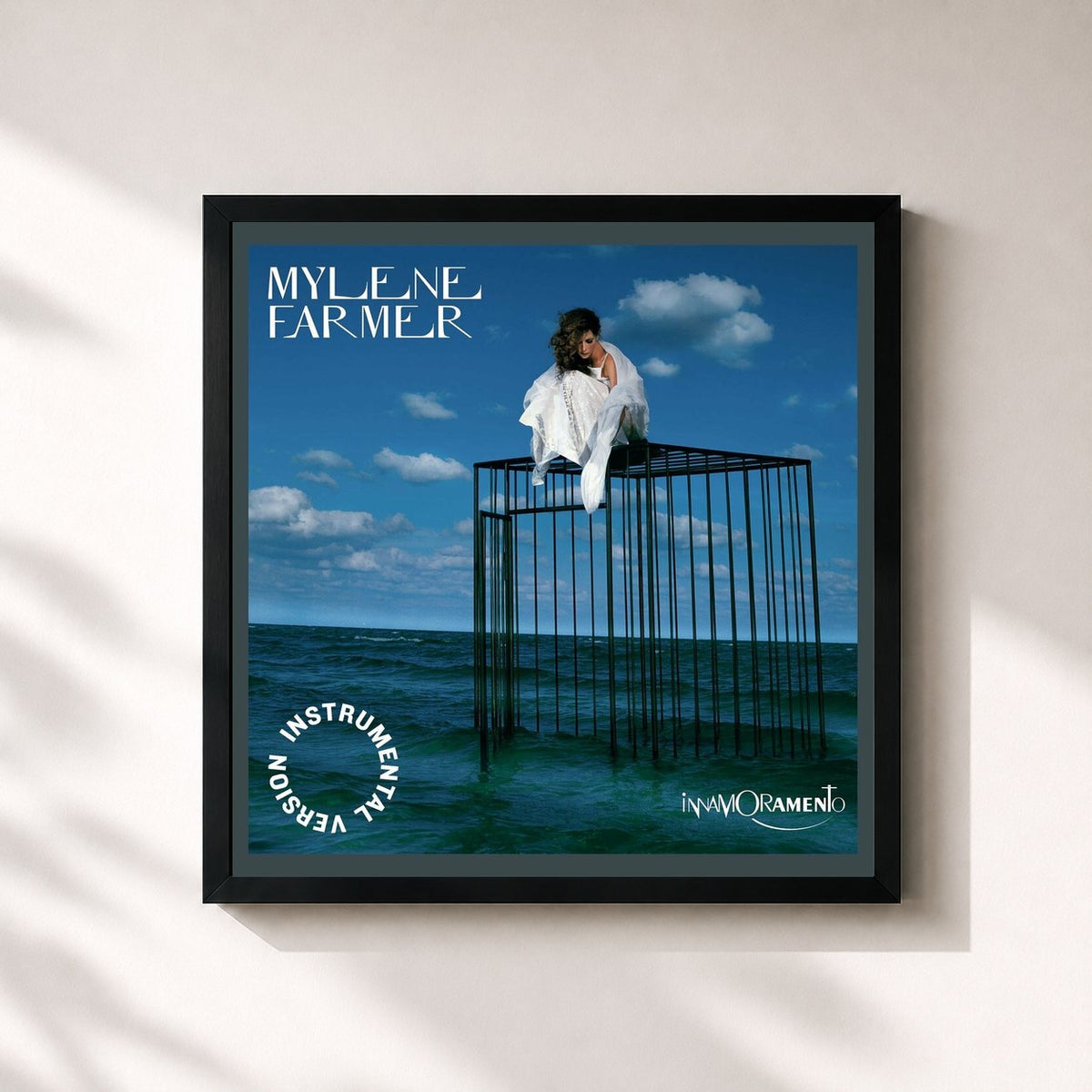 #noir Tableau carré de l'album Innamoramento (Instrumental Version) de Mylène Farmer, cadre noir 32x32 cm