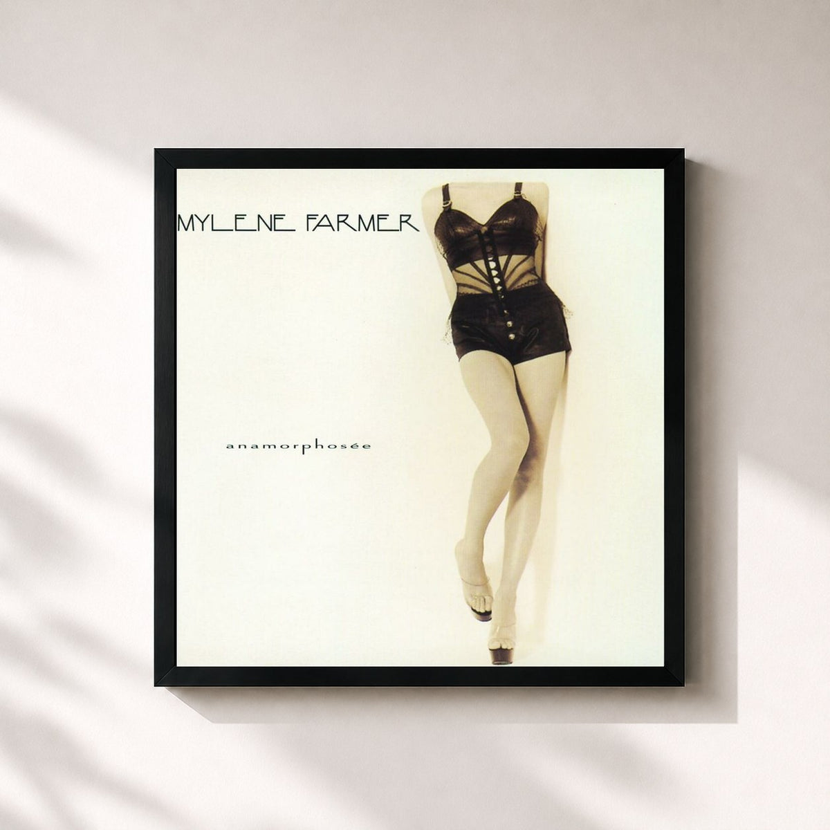 #noir Tableau carré de l'album Anamorphosee de Mylène Farmer, cadre noir 32x32 cm