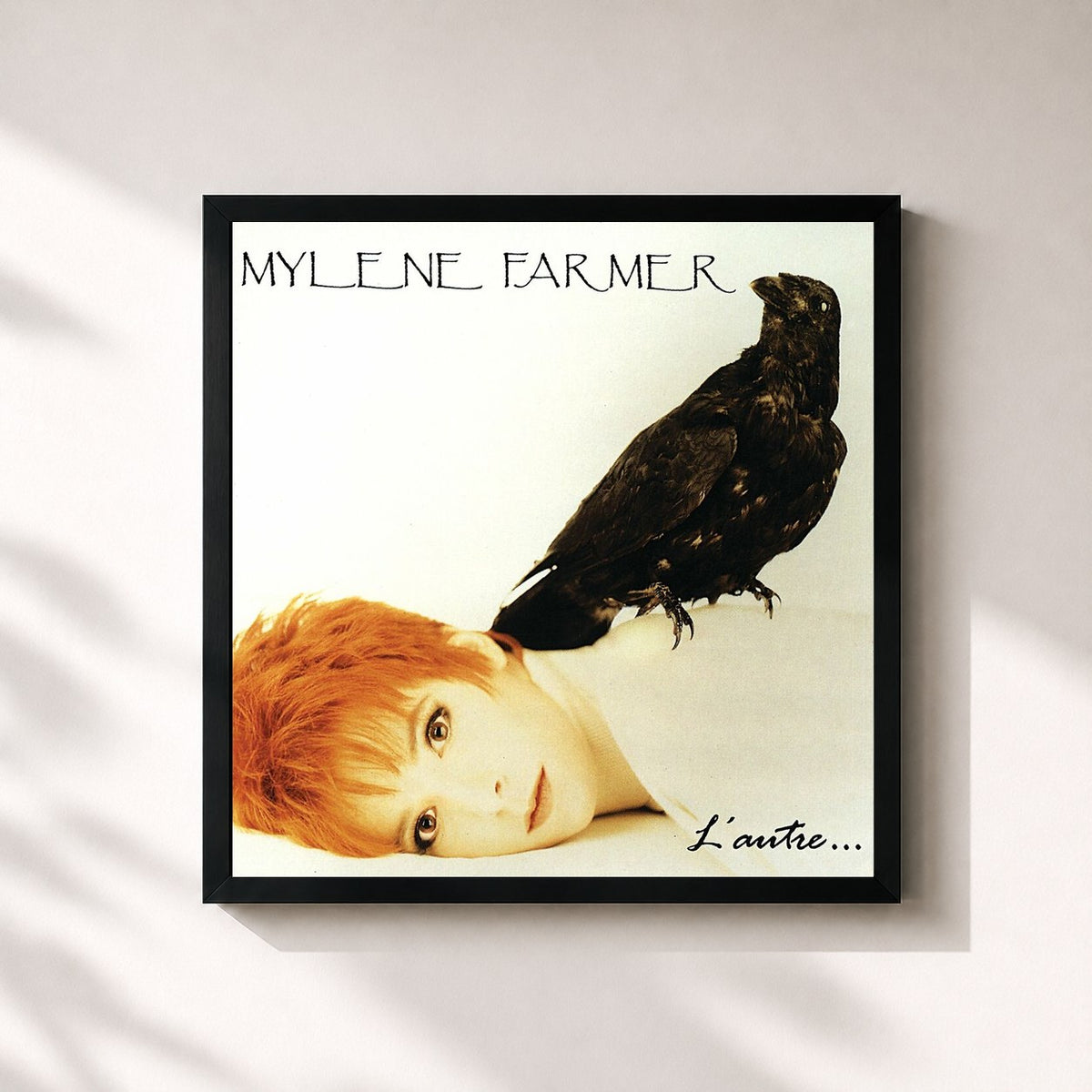 #noir Tableau carré de l'album L'Autre de Mylène Farmer, cadre noir 32x32 cm