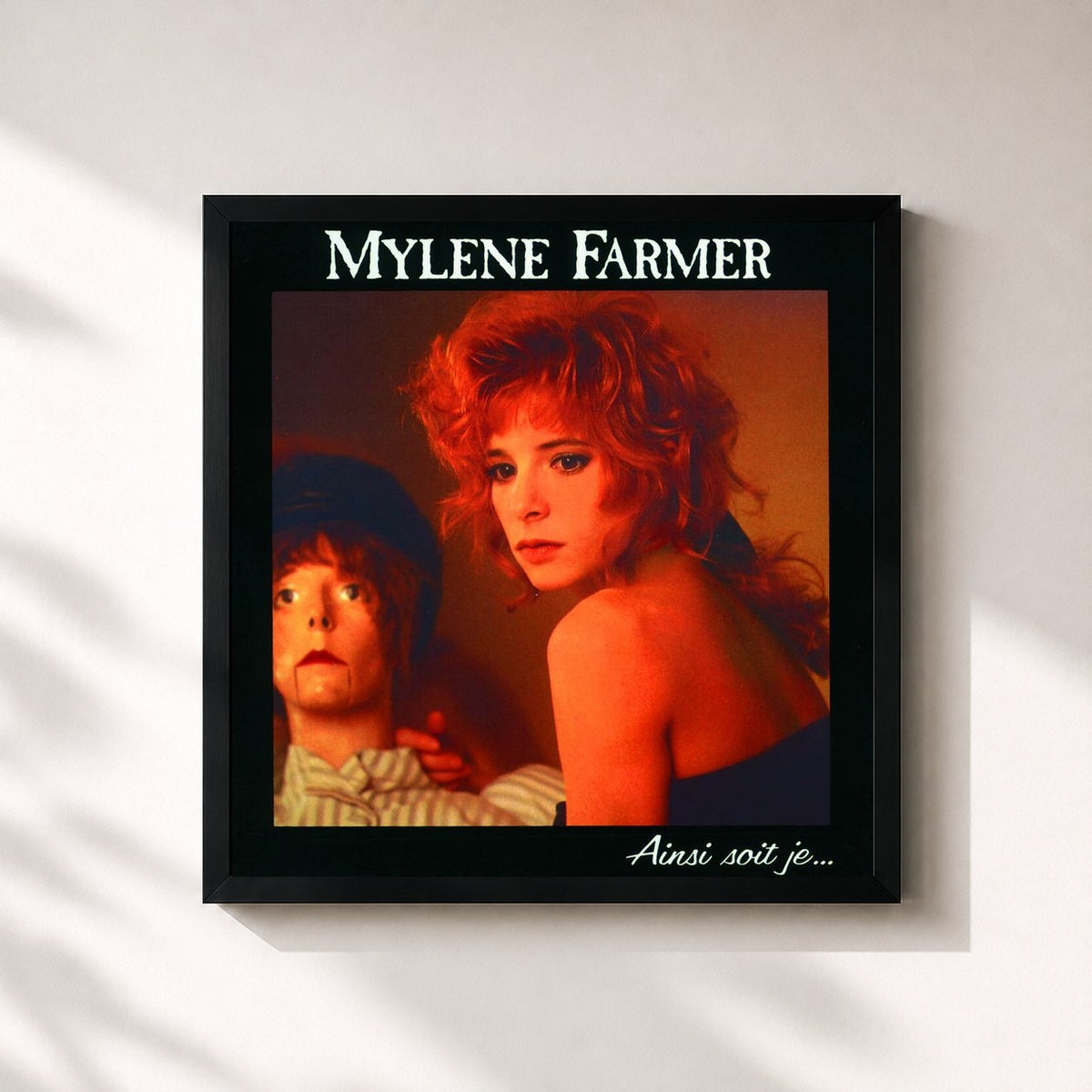 #noir Tableau carré de l'album Ainsi Soit Je de Mylène Farmer, cadre noir 32x32 cm