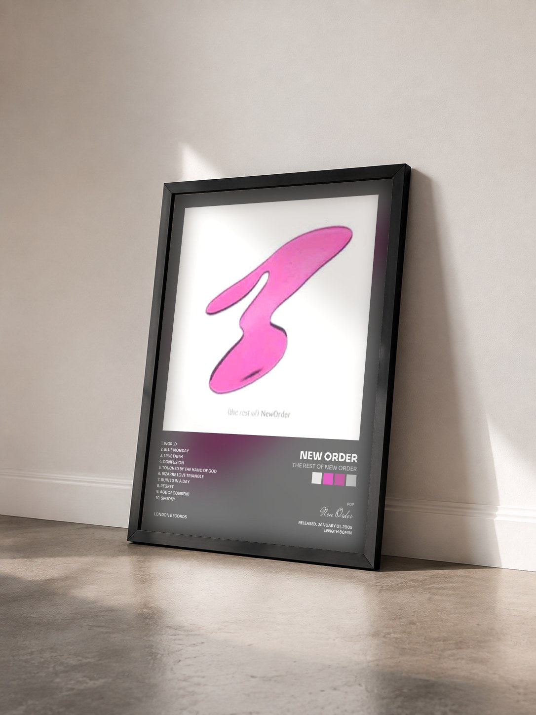 #noir The Rest of New Order di New Order in stampa incorniciata vista di tre quarti, cornice nera