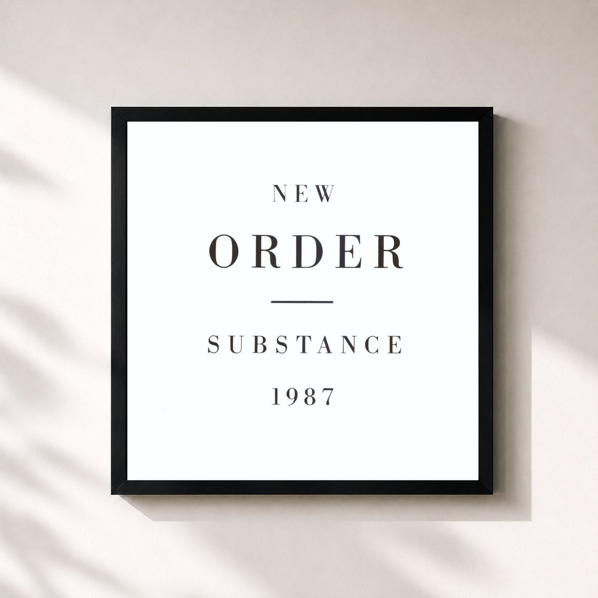 #noir Substance di New Order in stampa quadrata incorniciata, cornice nera 32x32 cm