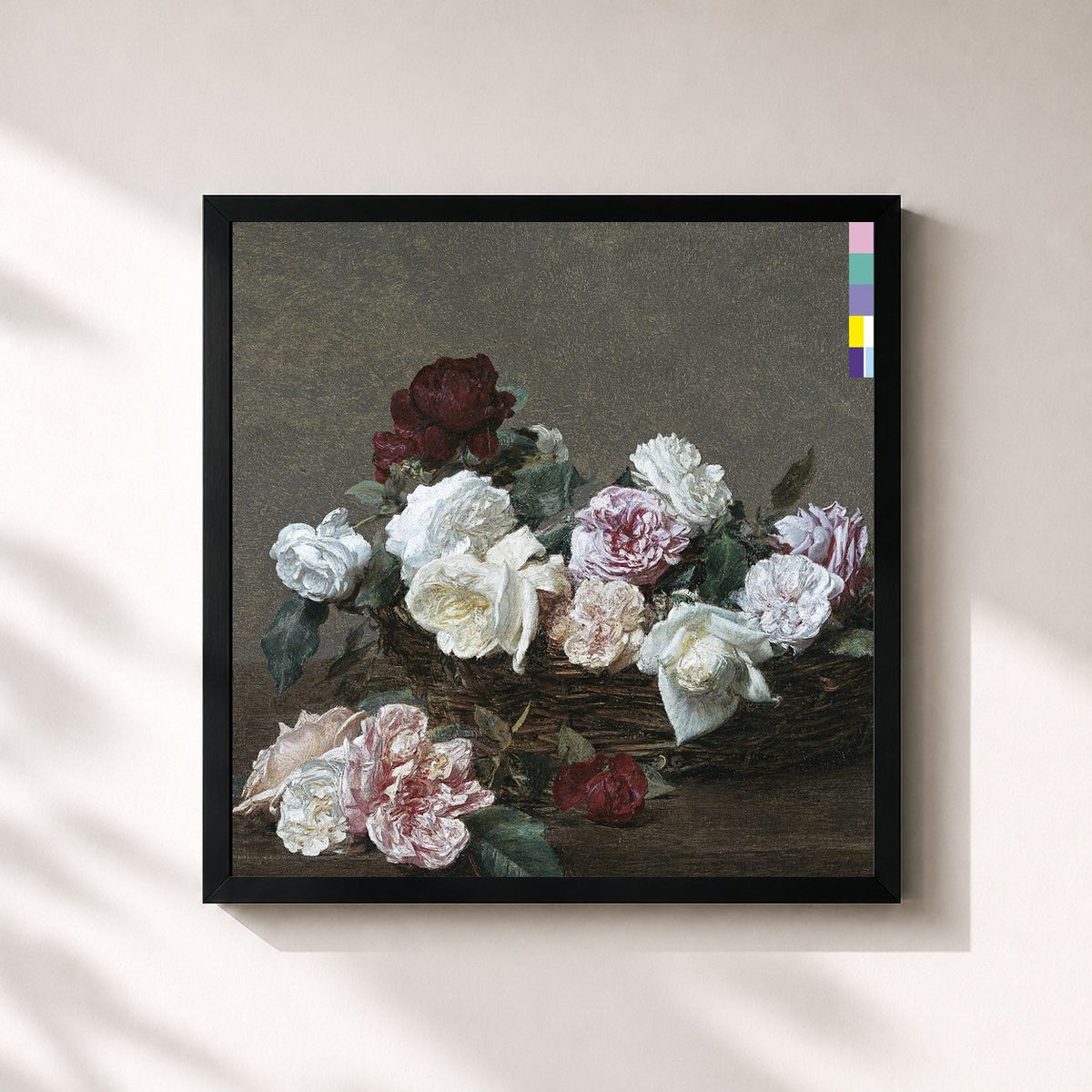 #noir Power Corruption and Lies di New Order in stampa quadrata incorniciata, cornice nera 32x32 cm