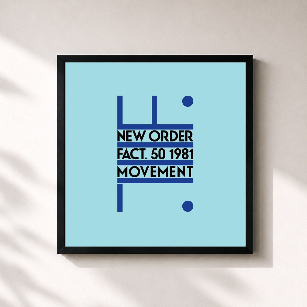 #noir Movement di New Order in stampa quadrata incorniciata, cornice nera 32x32 cm