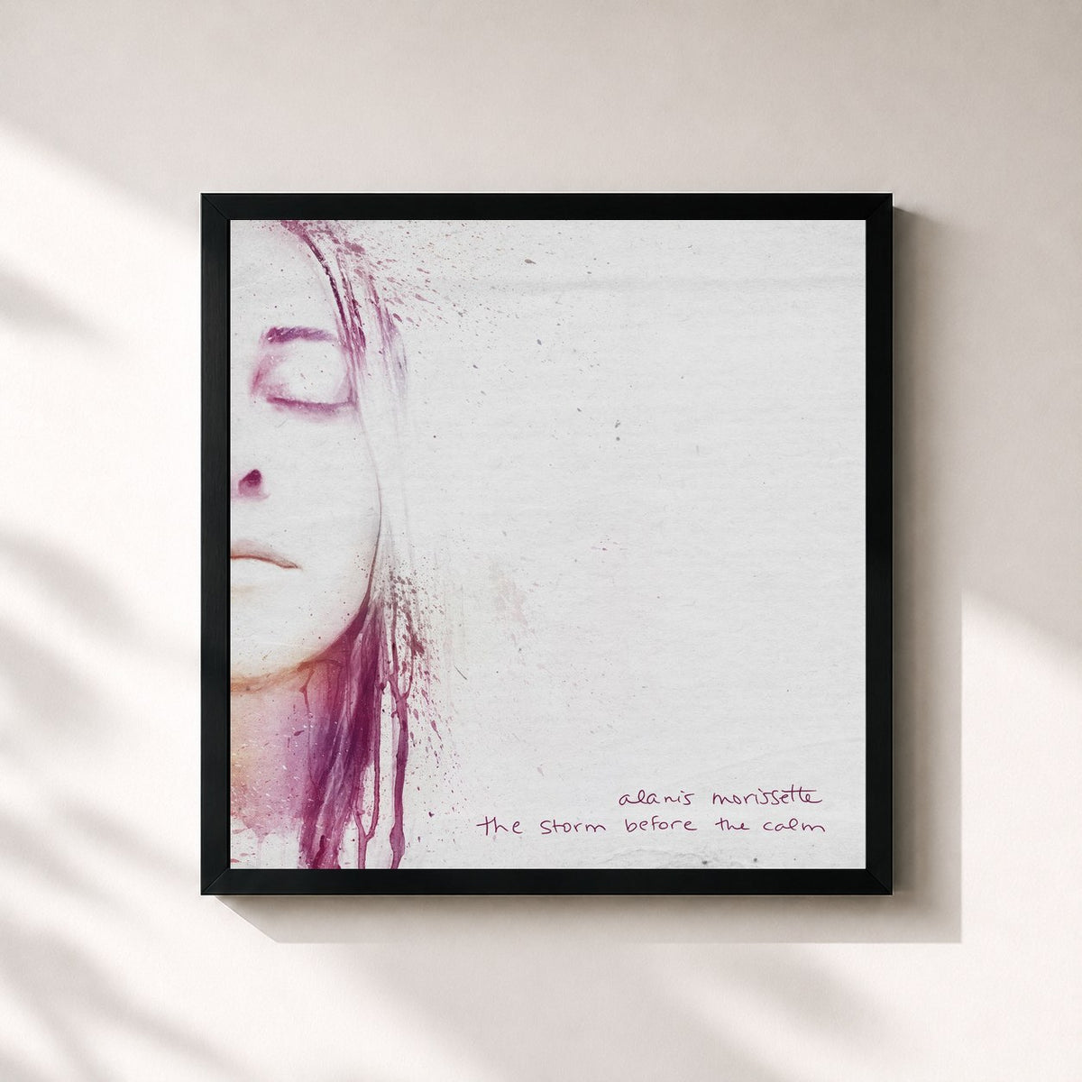 #noir Tableau carré de l'album the storm before the calm de Alanis Morissette, cadre noir 32x32 cm